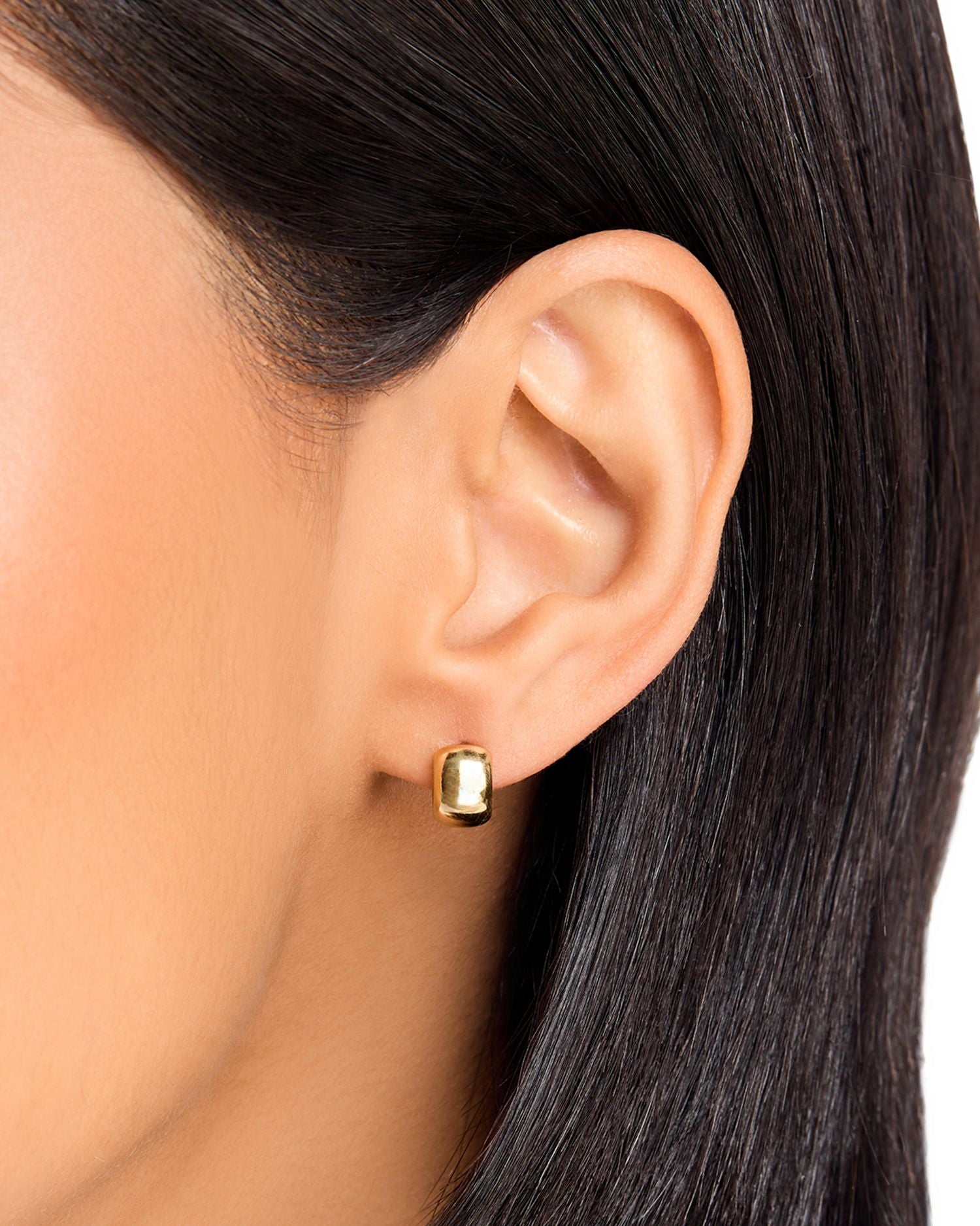 Polished Extra Small Huggie Hoop Earrings in 14K Yellow Gold