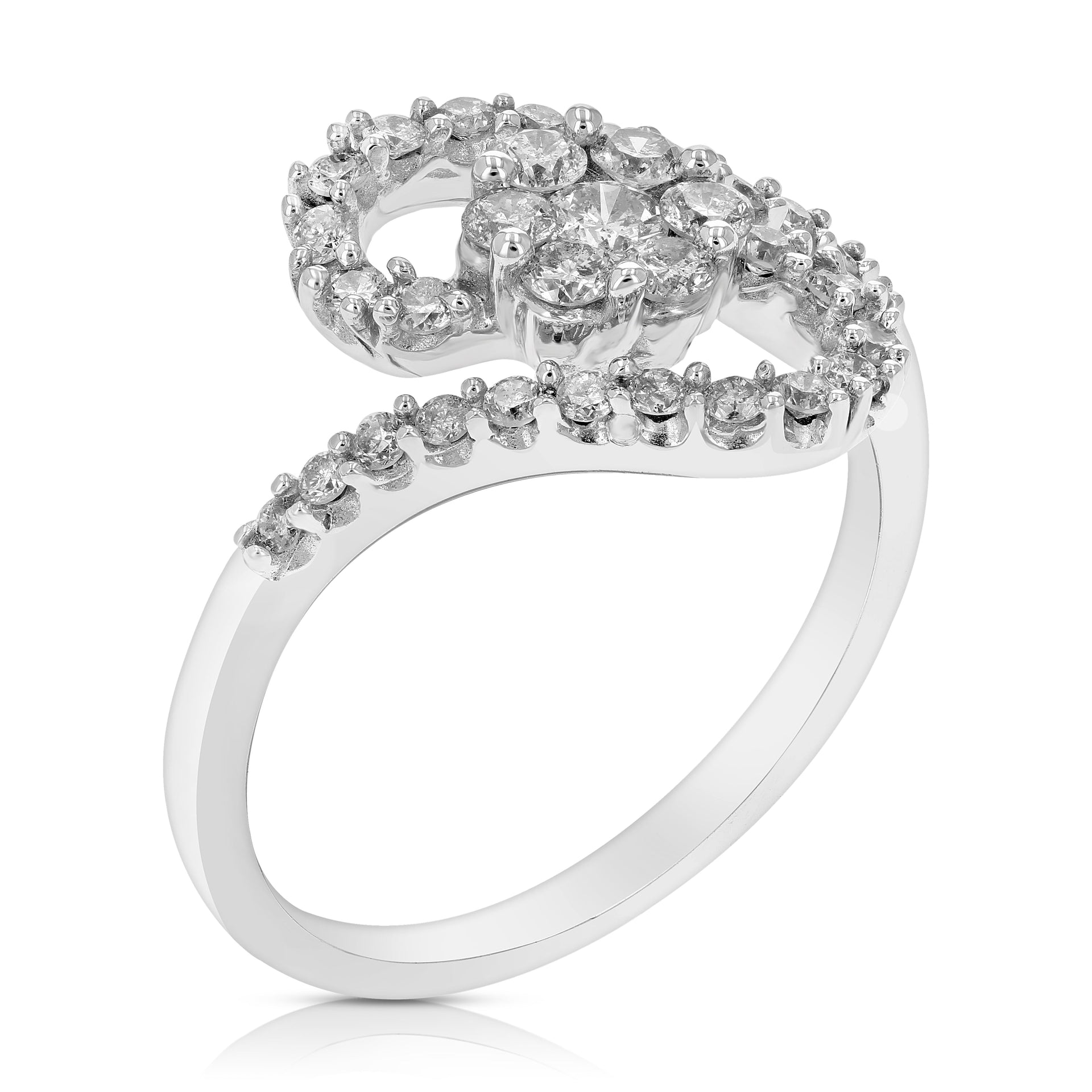 1/2 cttw Diamond Cocktail Engagement Ring 14K White Gold Round Prong Set