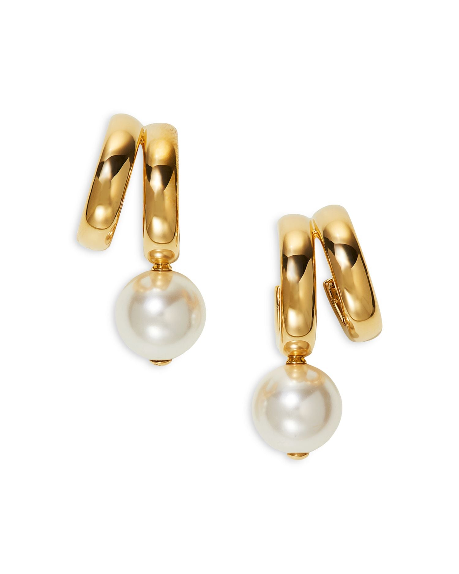 Imitation Pearl Spiral C Hoop Earrings