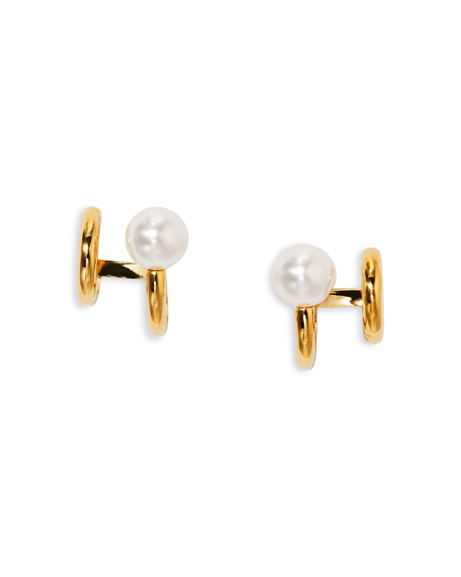 Imitation Pearl Spiral C Hoop Earrings