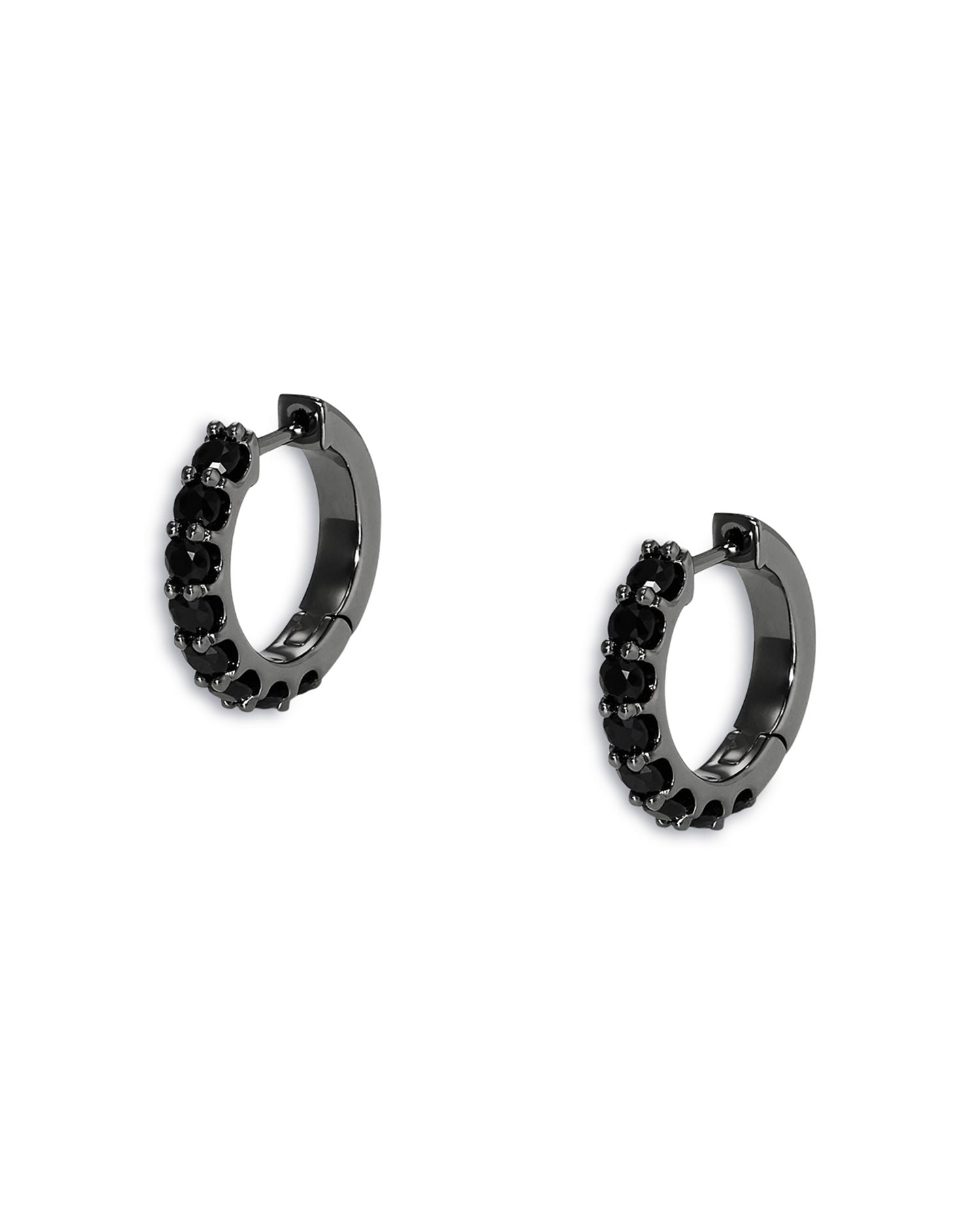 Black Cubic Zirconia Huggie Hoop Earrings