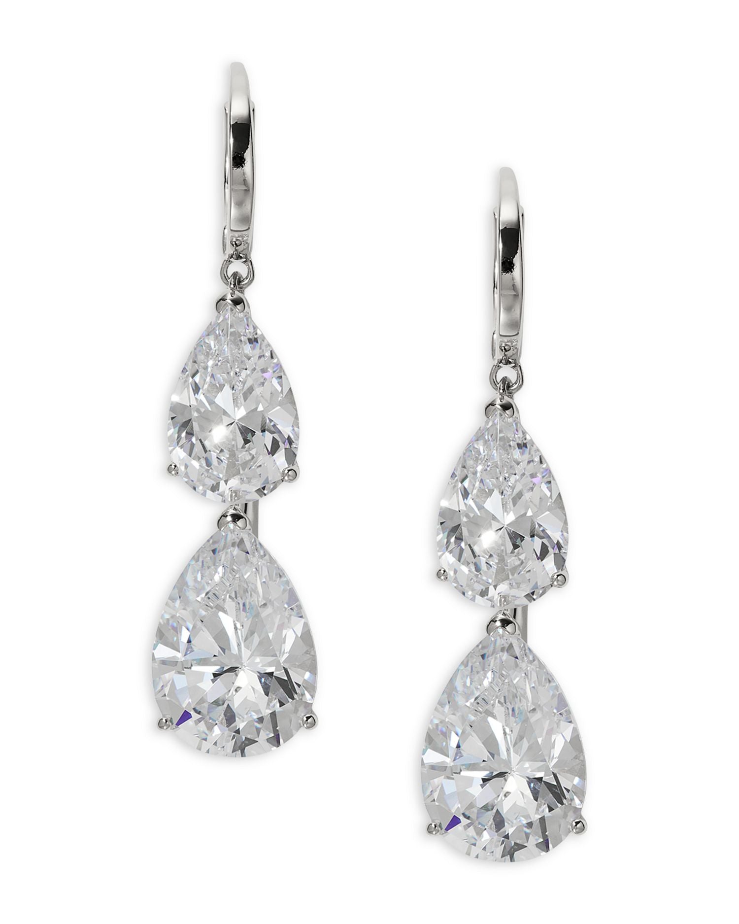 Nadri Cubic Zirconia Pear Double Drop Earrings