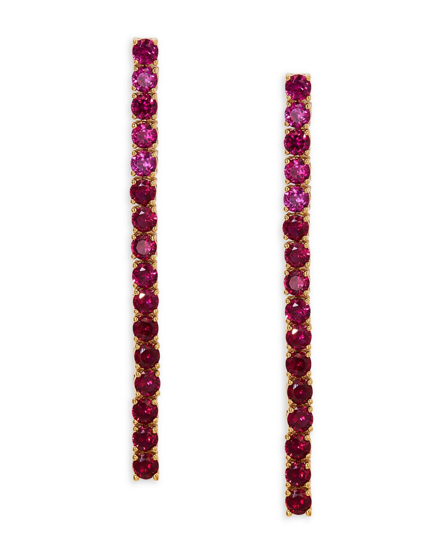Pink Cubic Zirconia Linear Drop Earrings
