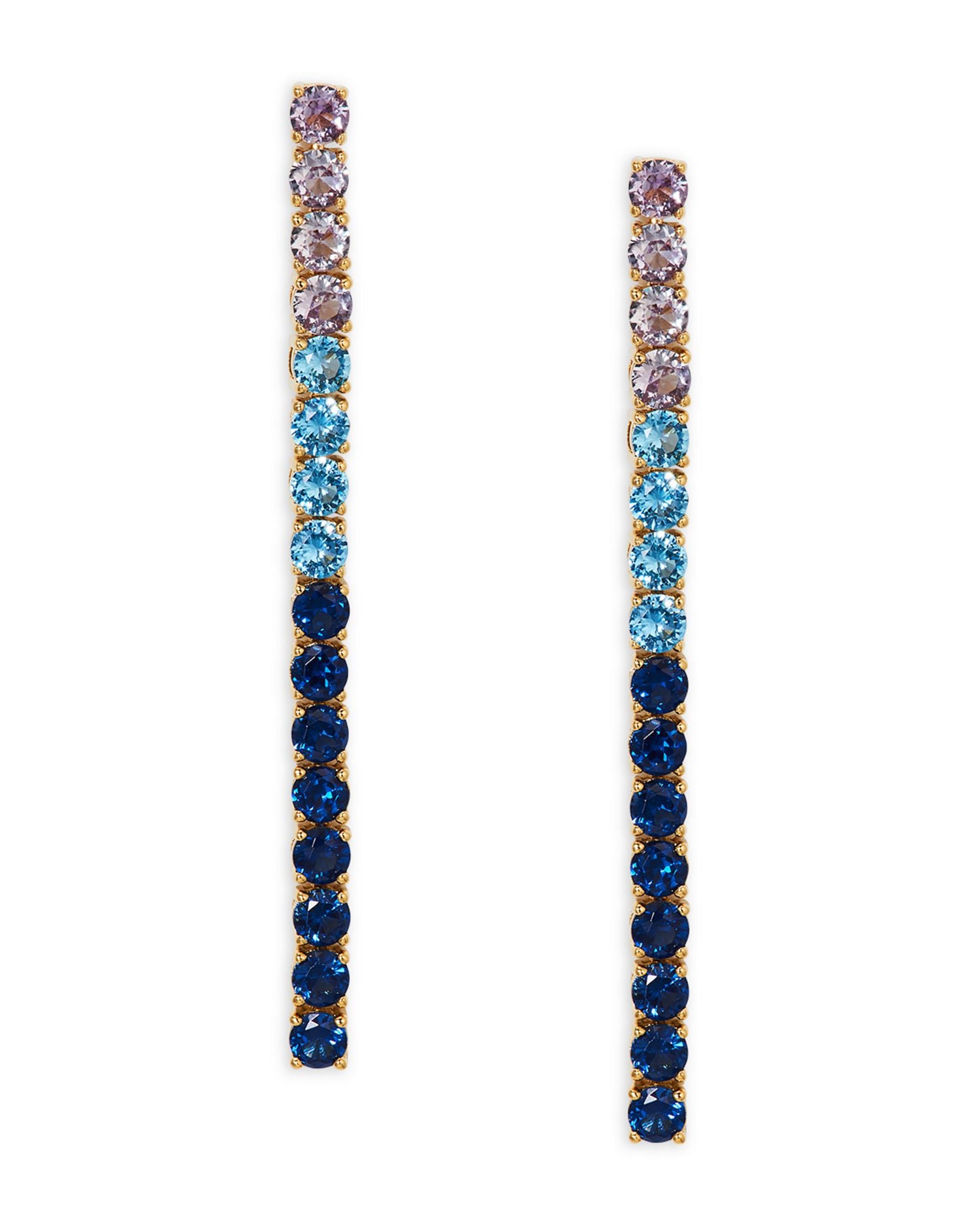 Multicolor Mixed Stone Linear Drop Earrings in 18K Gold Plated