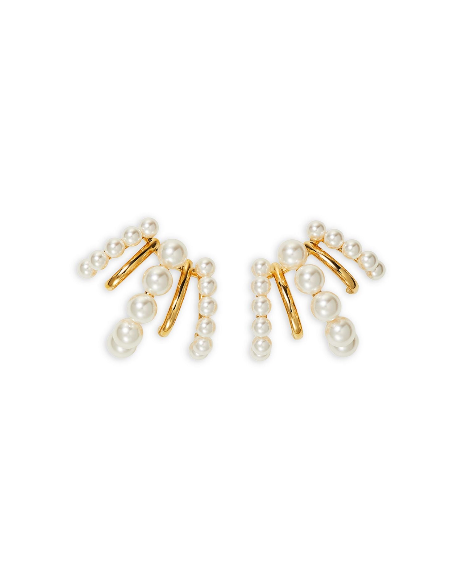 Imitation Pearl Multirow J Hoop Earrings