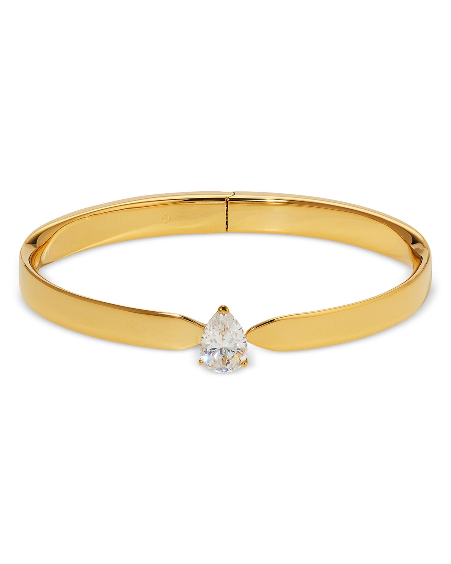 Cubic Zirconia Pear Solitaire Bangle Bracelet