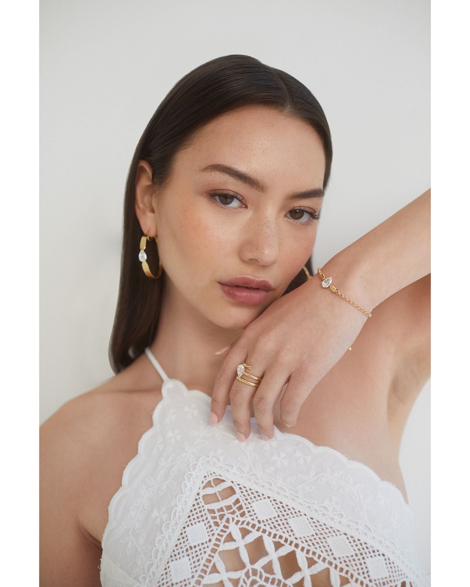 Cubic Zirconia Pear Slider Bracelet