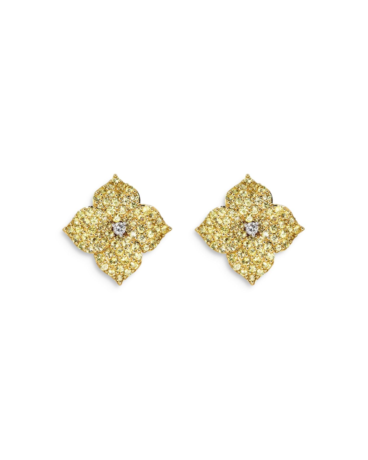 18K Yellow Gold Small Fiore Earrings with Yellow Sapphires and Diamonds
