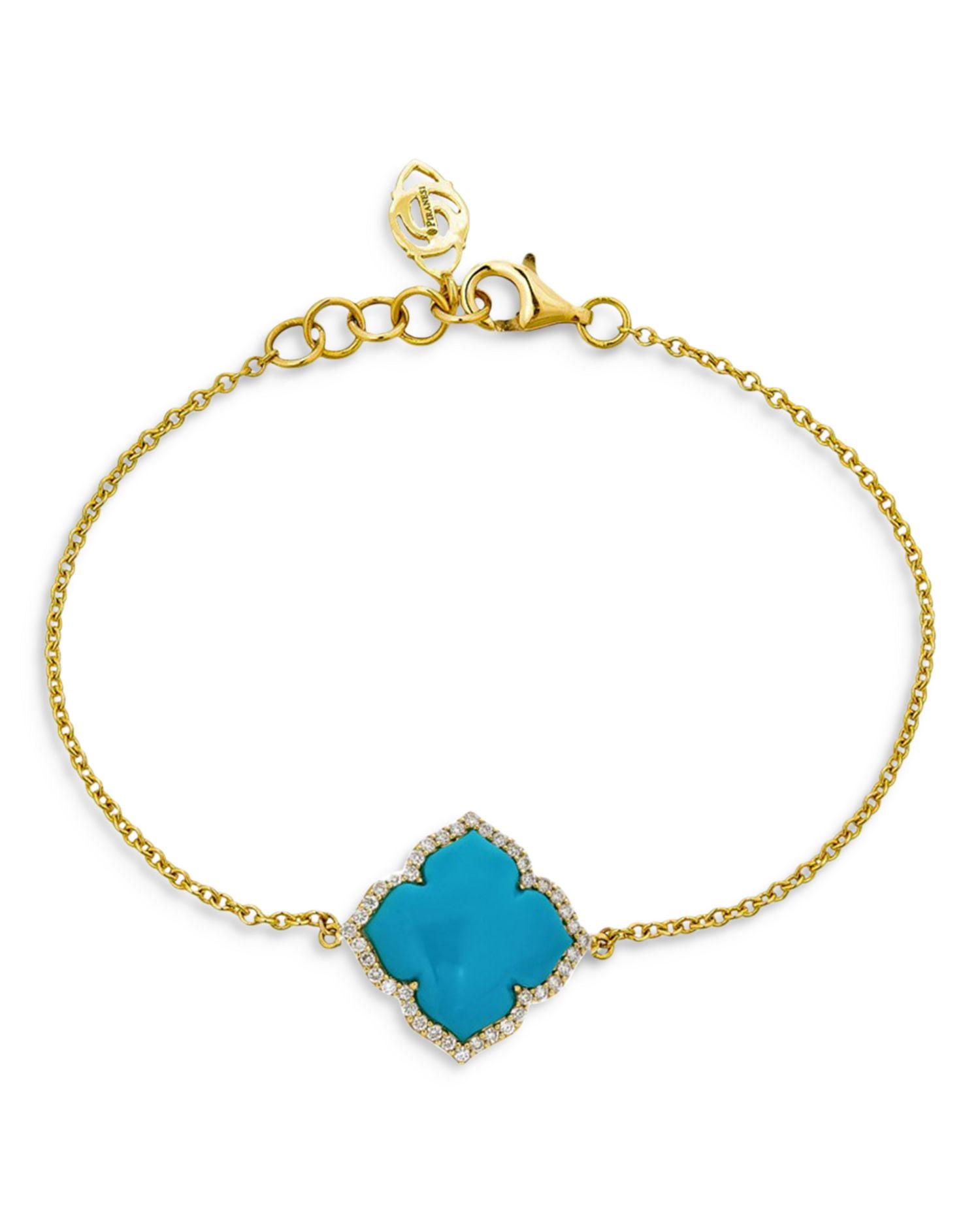 18K Yellow Gold Capri Fiore Bracelet with Turquoise and Diamonds