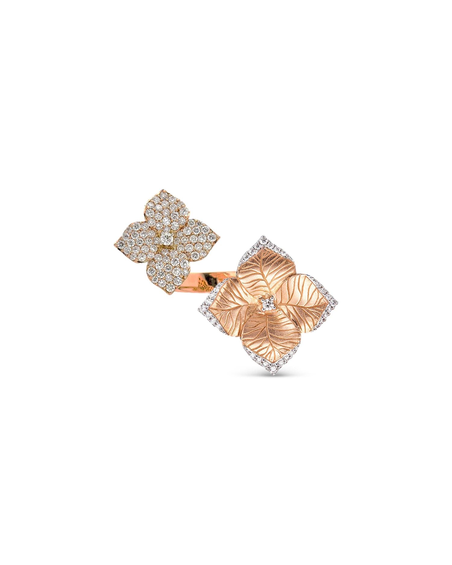18K Rose Gold Double Oro Fiore Ring with Diamonds, 0.94 ct. t.w.