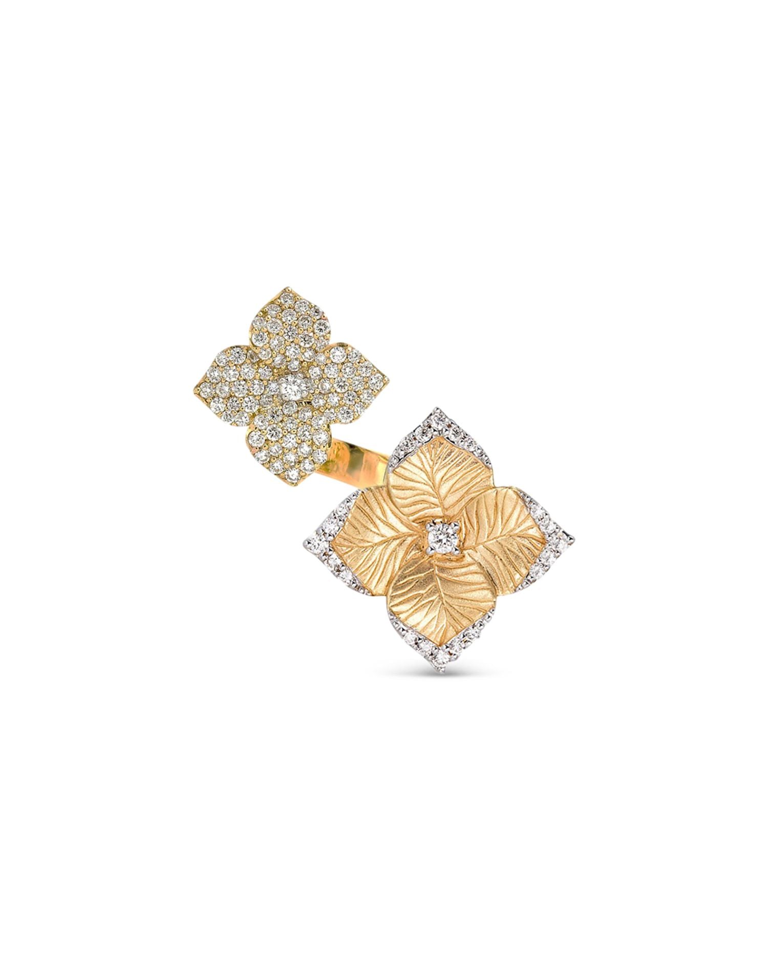 18K Yellow Gold Double Oro Fiore Ring with Diamonds, 0.94 ct. t.w.
