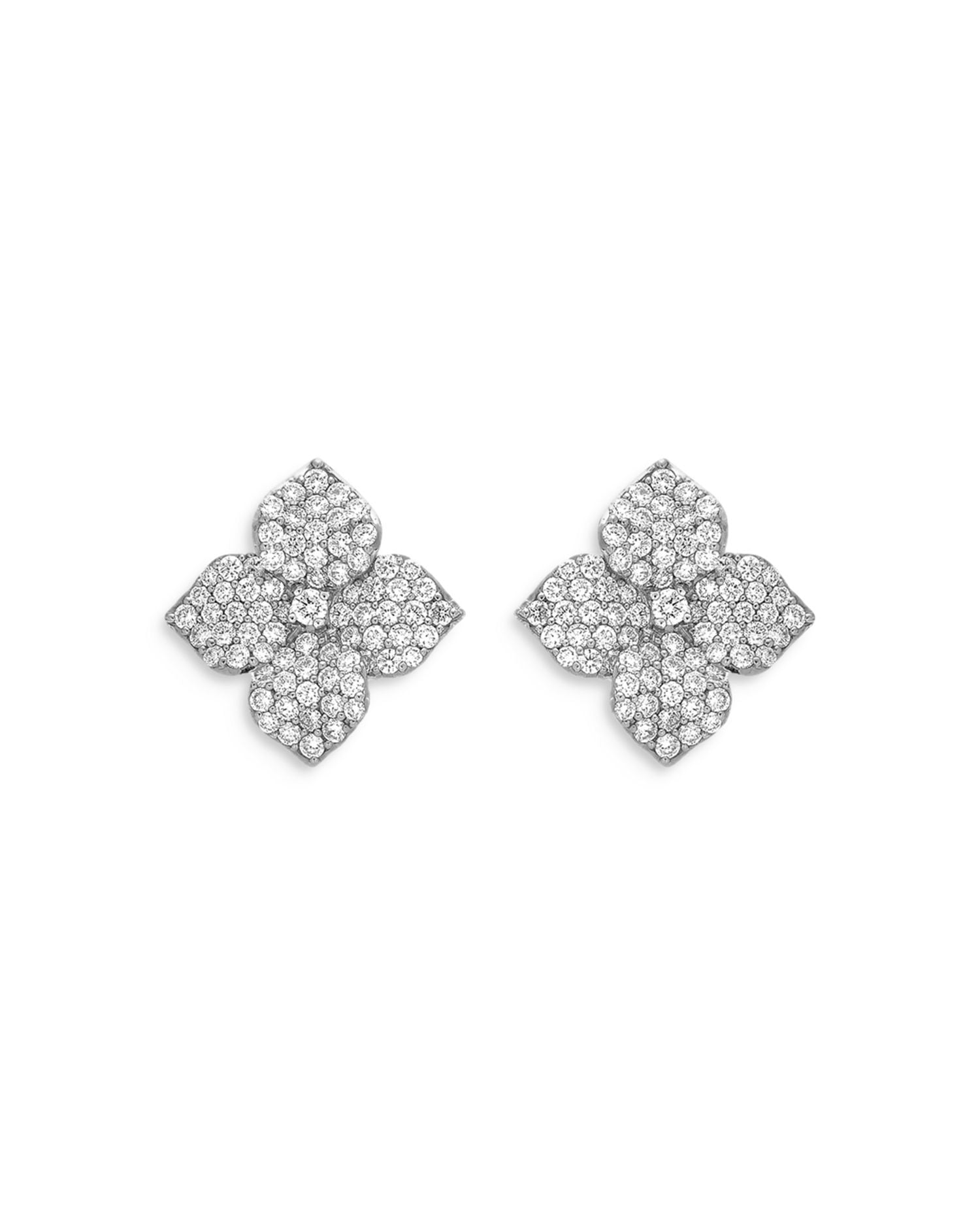 18K White Gold Fiore Diamond Pavé Flower Large Stud Earrings