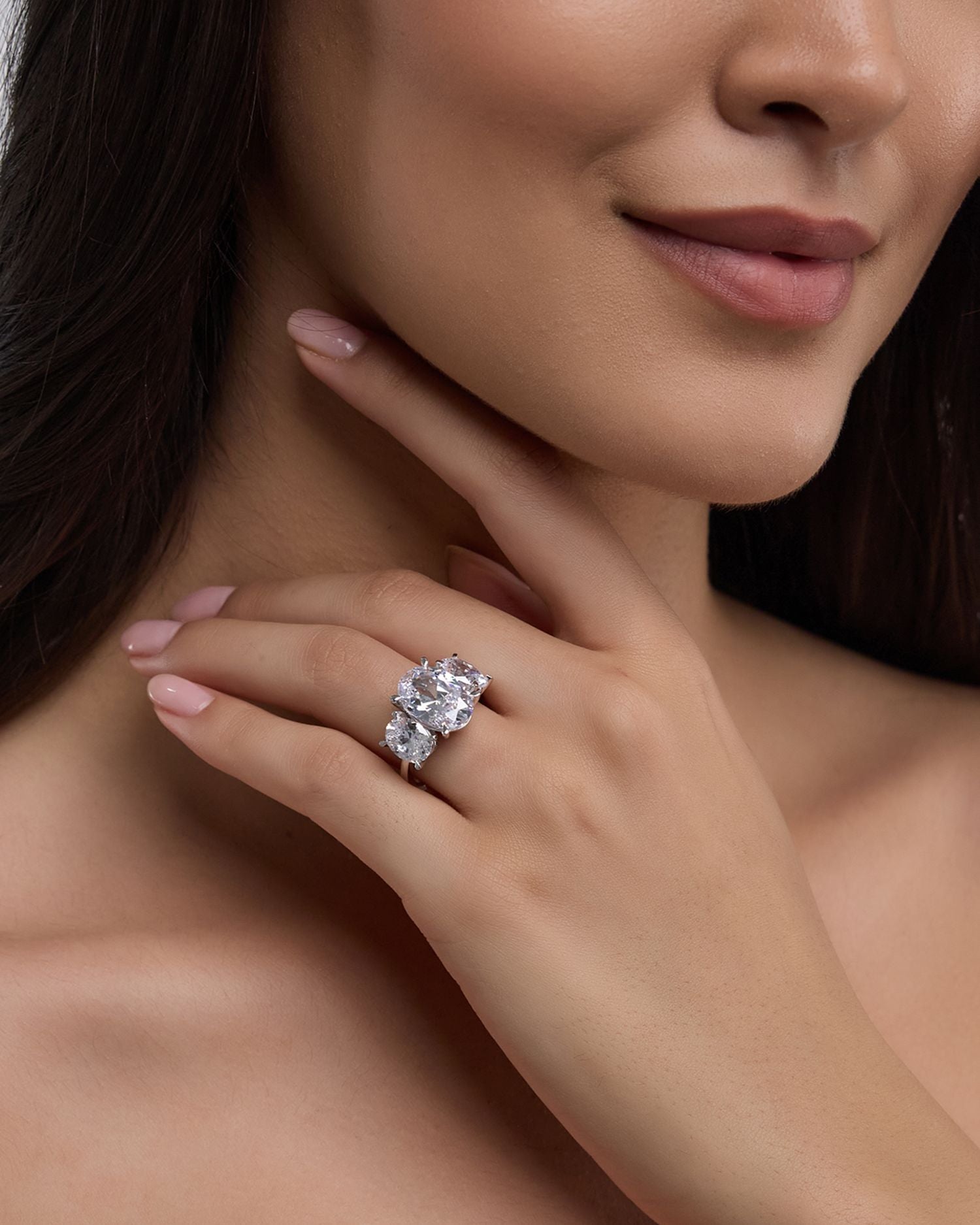 Certified Lab Grown Oval Diamond Engagement Ring in 18K White Gold, 10.45 ct. t.w.