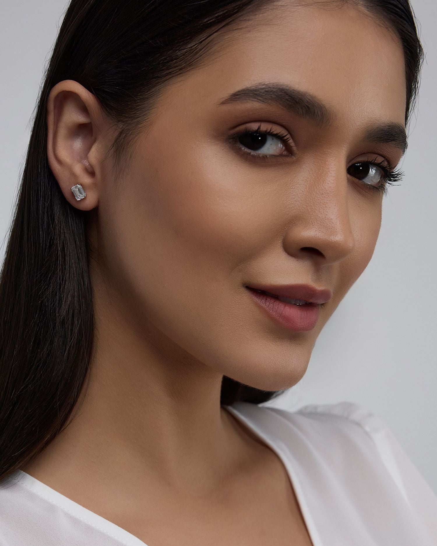 Certified Lab Grown Emerald-Cut Diamond Stud Earrings in 18K White Gold, 2.0 ct. t.w.