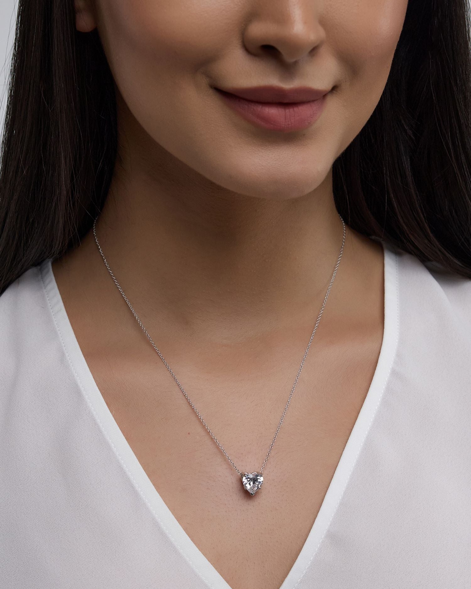 Certified Lab Grown Diamond Heart Pendant Necklace in 18K White Gold, 2.0 ct. t.w.