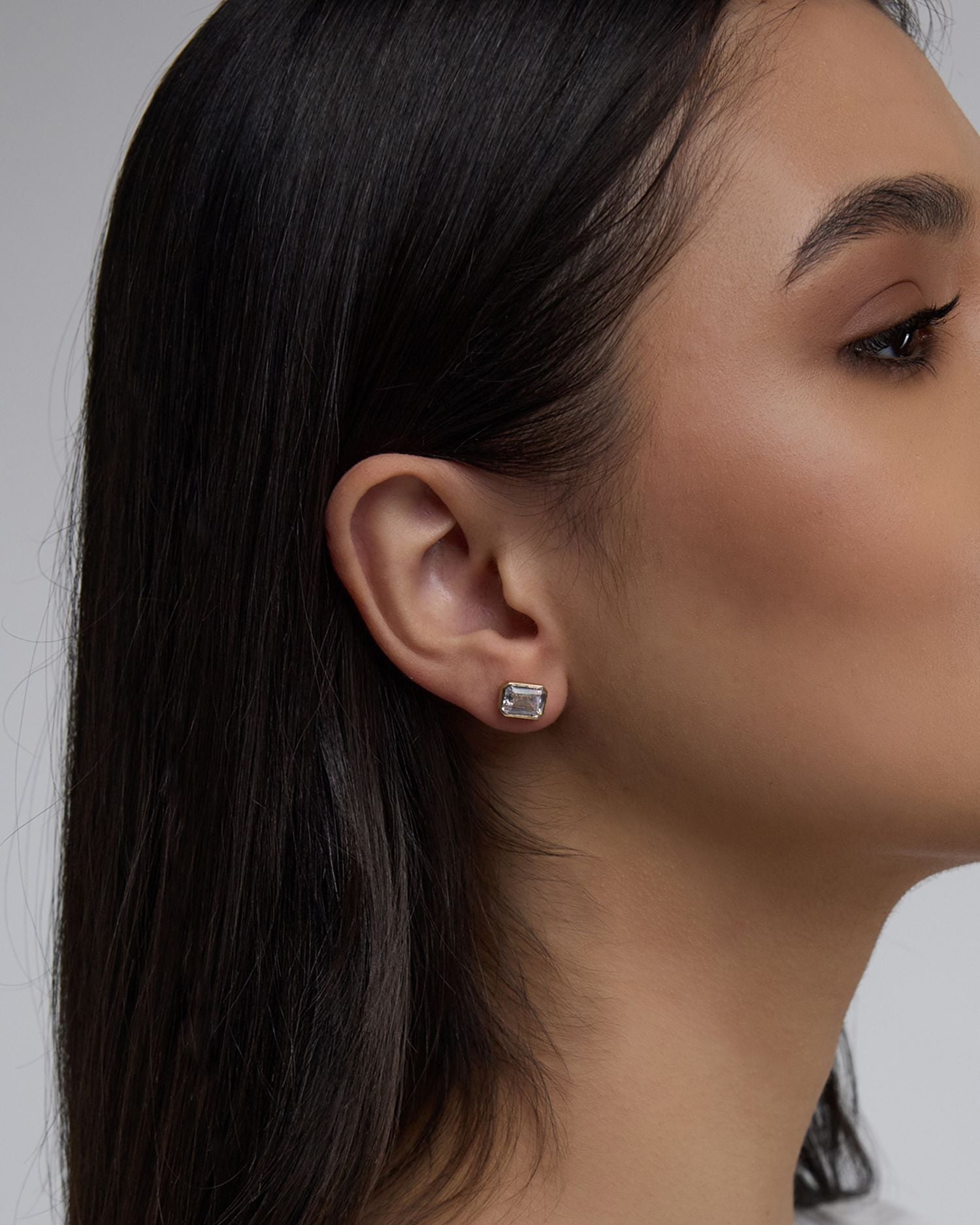 Certified Lab Grown Diamond Emerald-Cut Bezel Stud Earrings in 18K Yellow Gold, 3.0 ct. t.w.