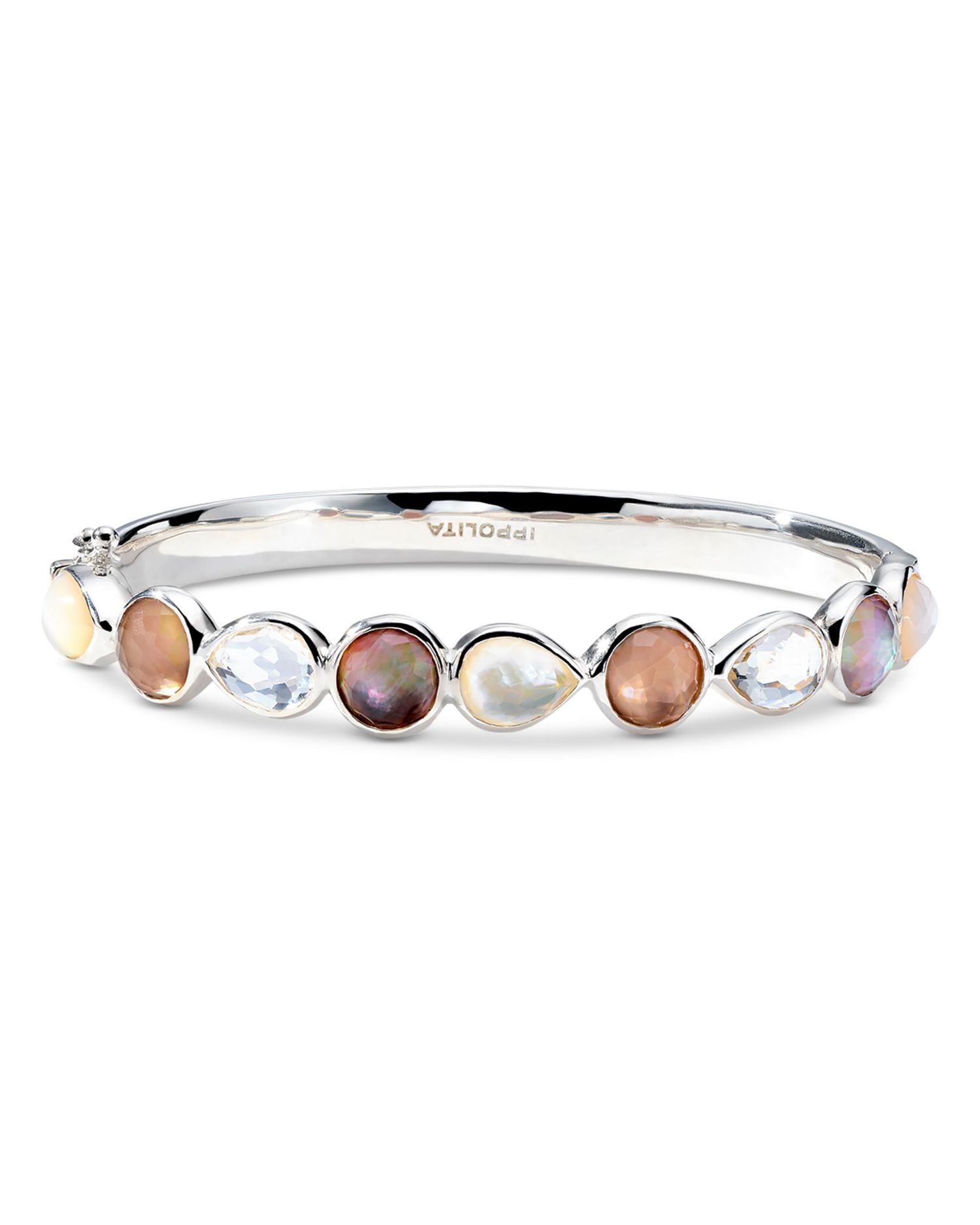 Sterling Silver 925 Rock Candy® Multi Stone Hinged Bangle Bracelet