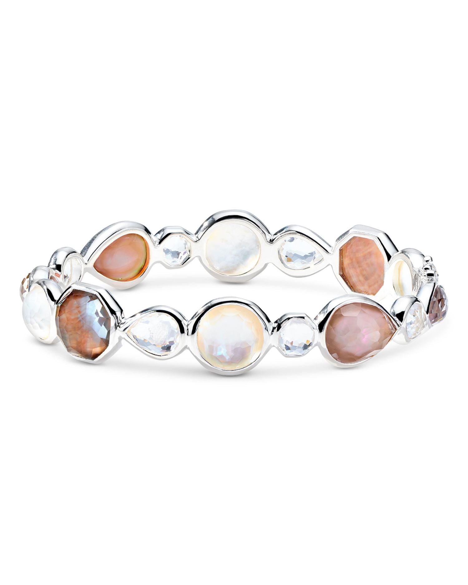 Sterling Silver 925 Rock Candy® Multi Stone Hinged Bangle Bracelet