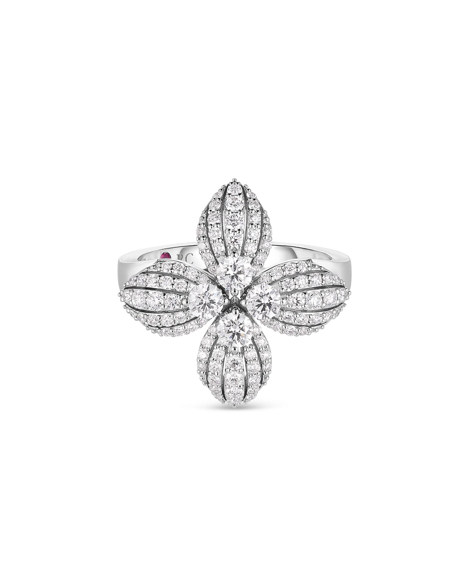 18K White Gold Love in Verona Diamond Flower Ring - Exclusive