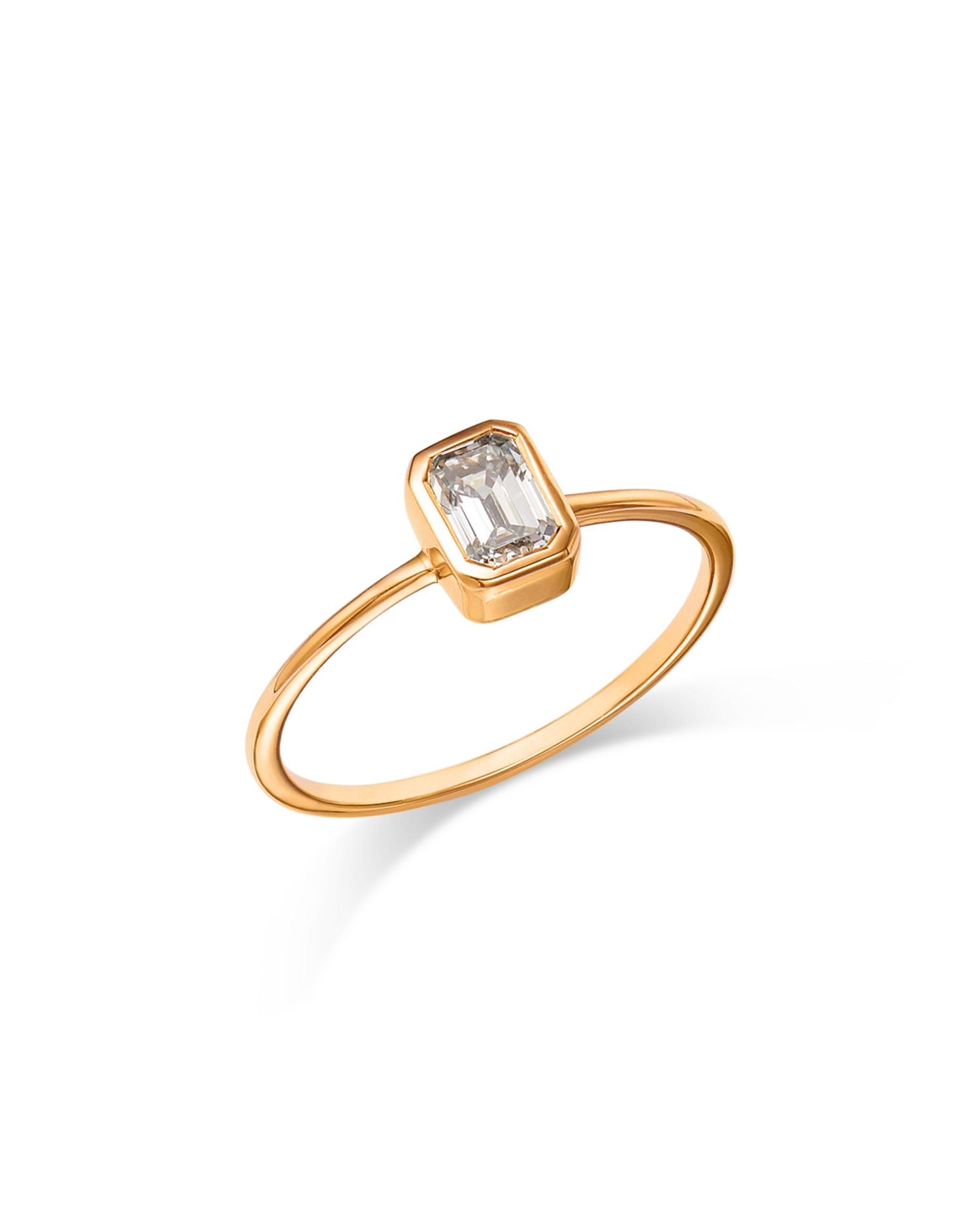14K Yellow Gold Lab Grown Diamond Emerald Cut Solitaire Ring