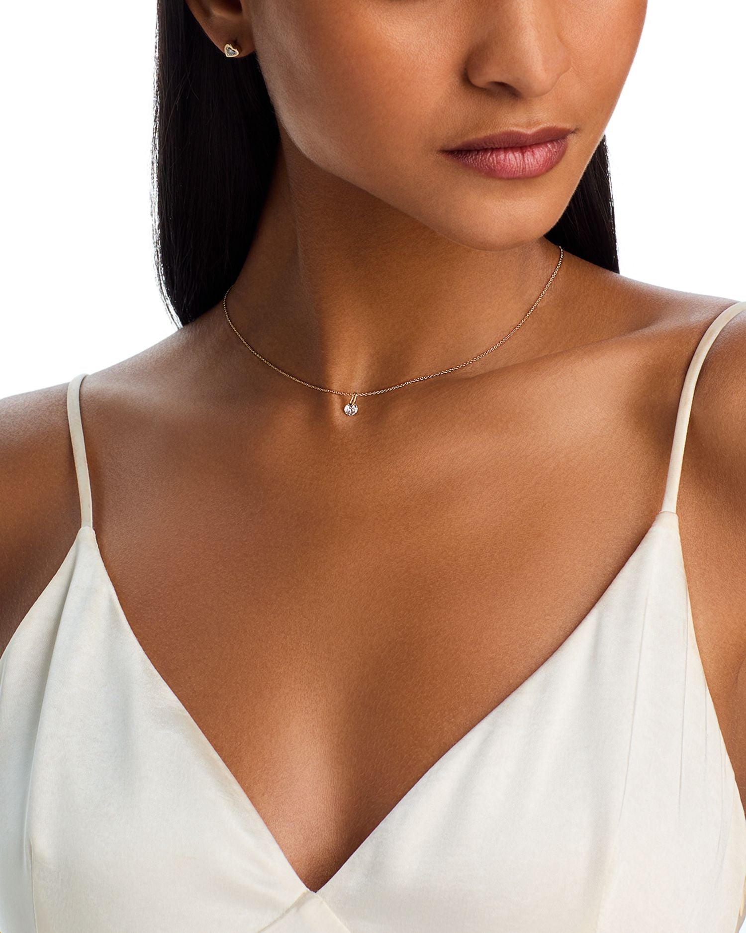 14K Yellow Gold Lab Grown Diamond Solitaire Pendant Necklace, 16-20'