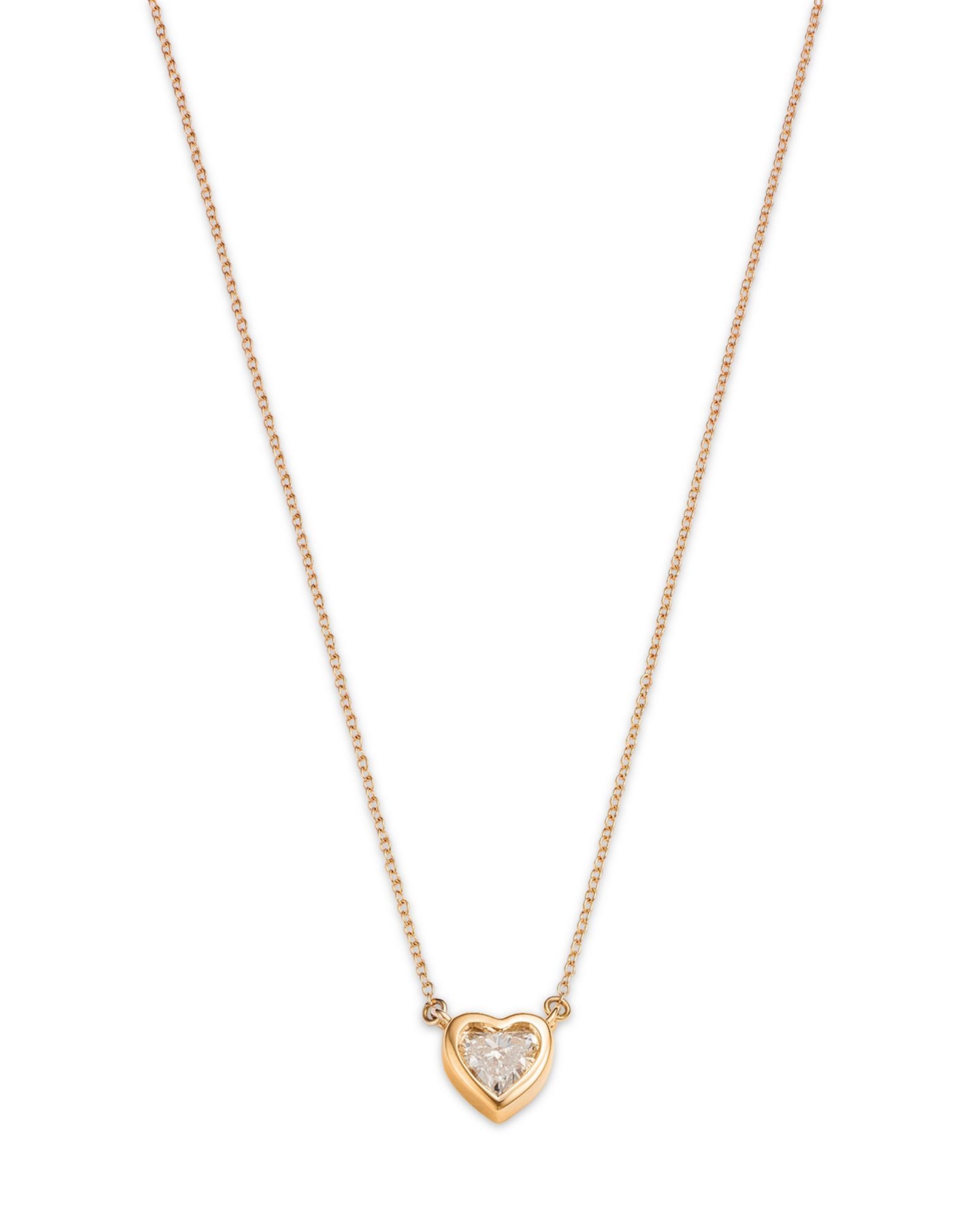 14K Yellow Gold Lab Grown Diamond Heart Pendant Necklace, 16-20'