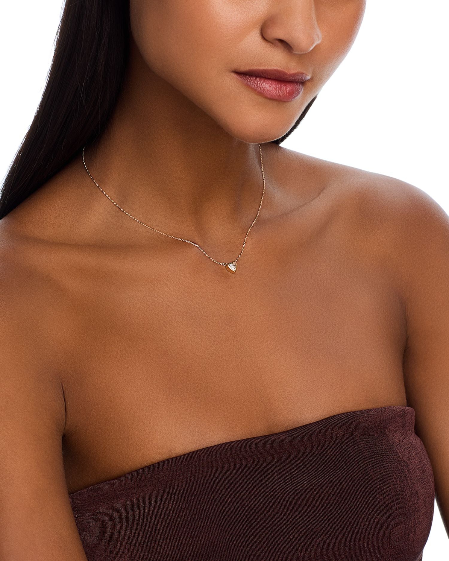 14K Yellow Gold Lab Grown Diamond Heart Pendant Necklace, 16-20'