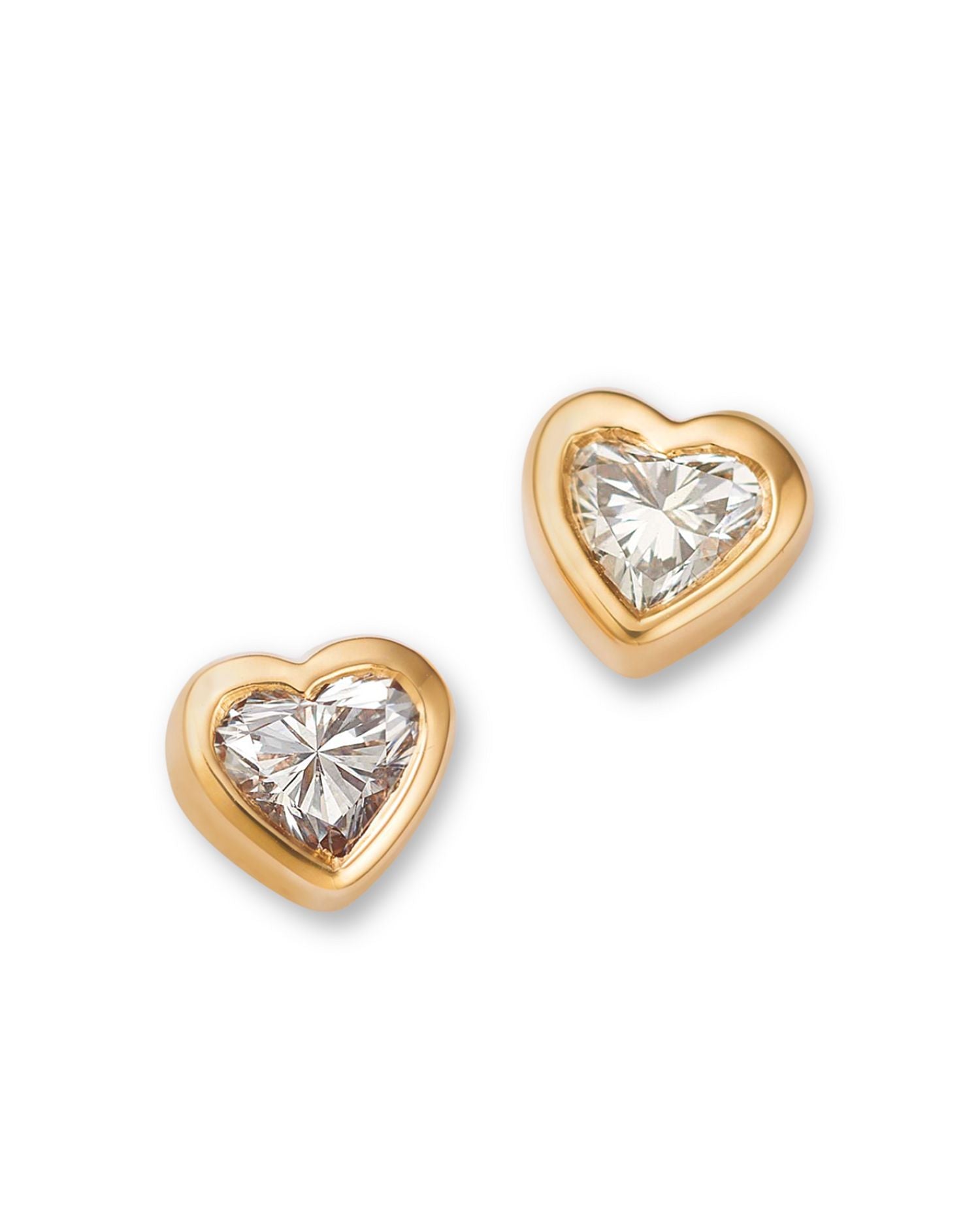 14K Yellow Gold Lab Grown Diamond Heart Bezel Stud Earrings