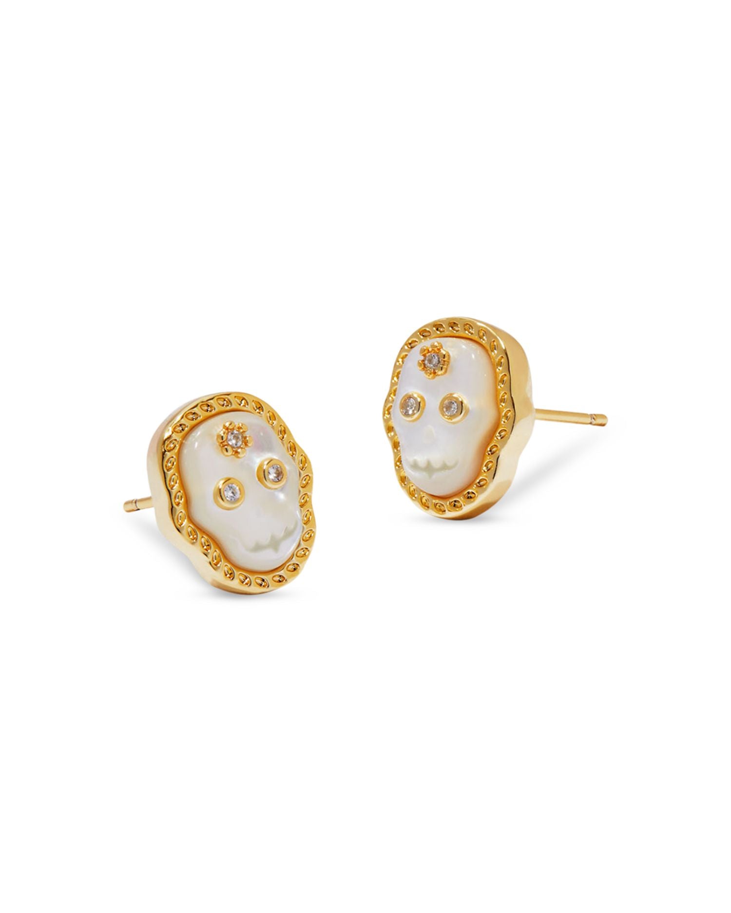 Pavé & Mother Of Pearl Skeleton Stud Earrings