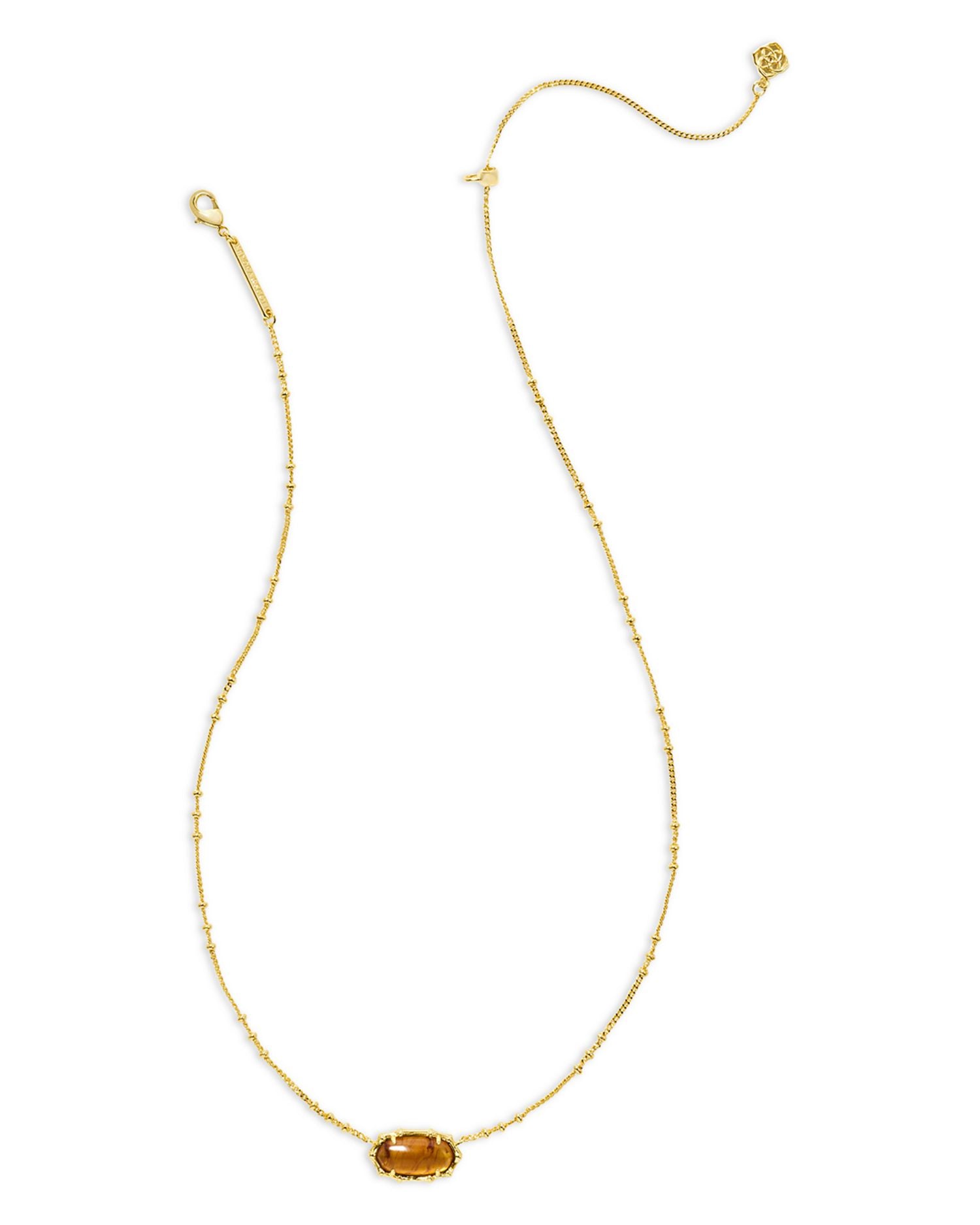 Elisa Bamboo Frame Gemstone Adjustable Pendant Necklace, 19'-23'