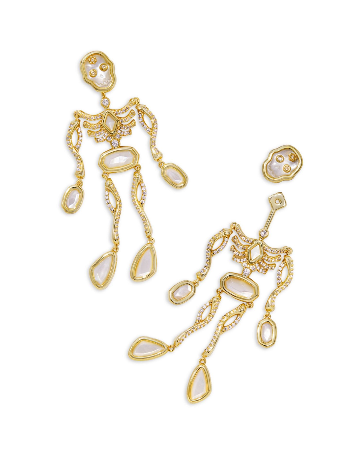 Pavé & Mother Of Pearl Skeleton Convertible Statement Earrings