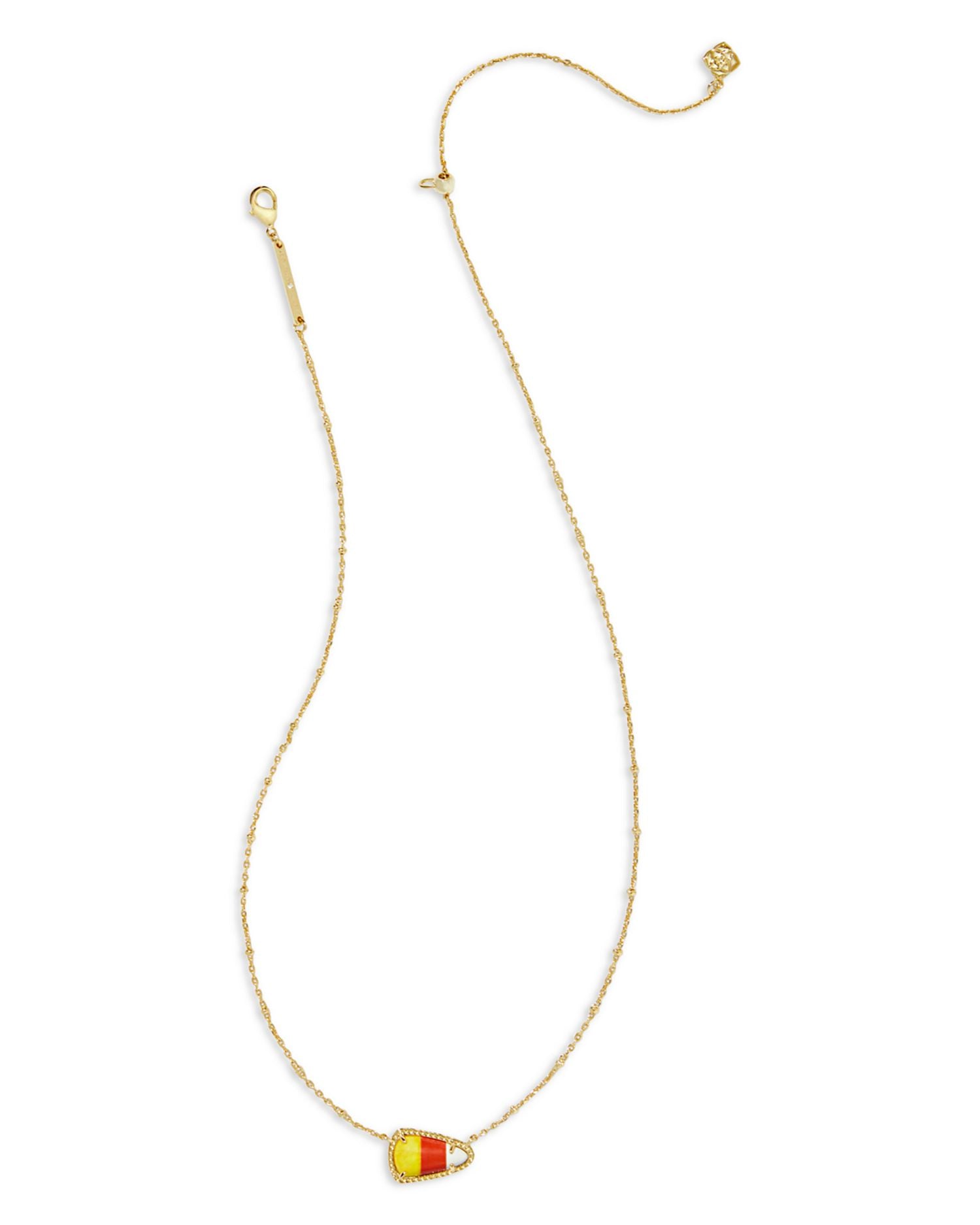 Gemstone Candy Corn Adjustable Pendant Necklace, 16'-19'