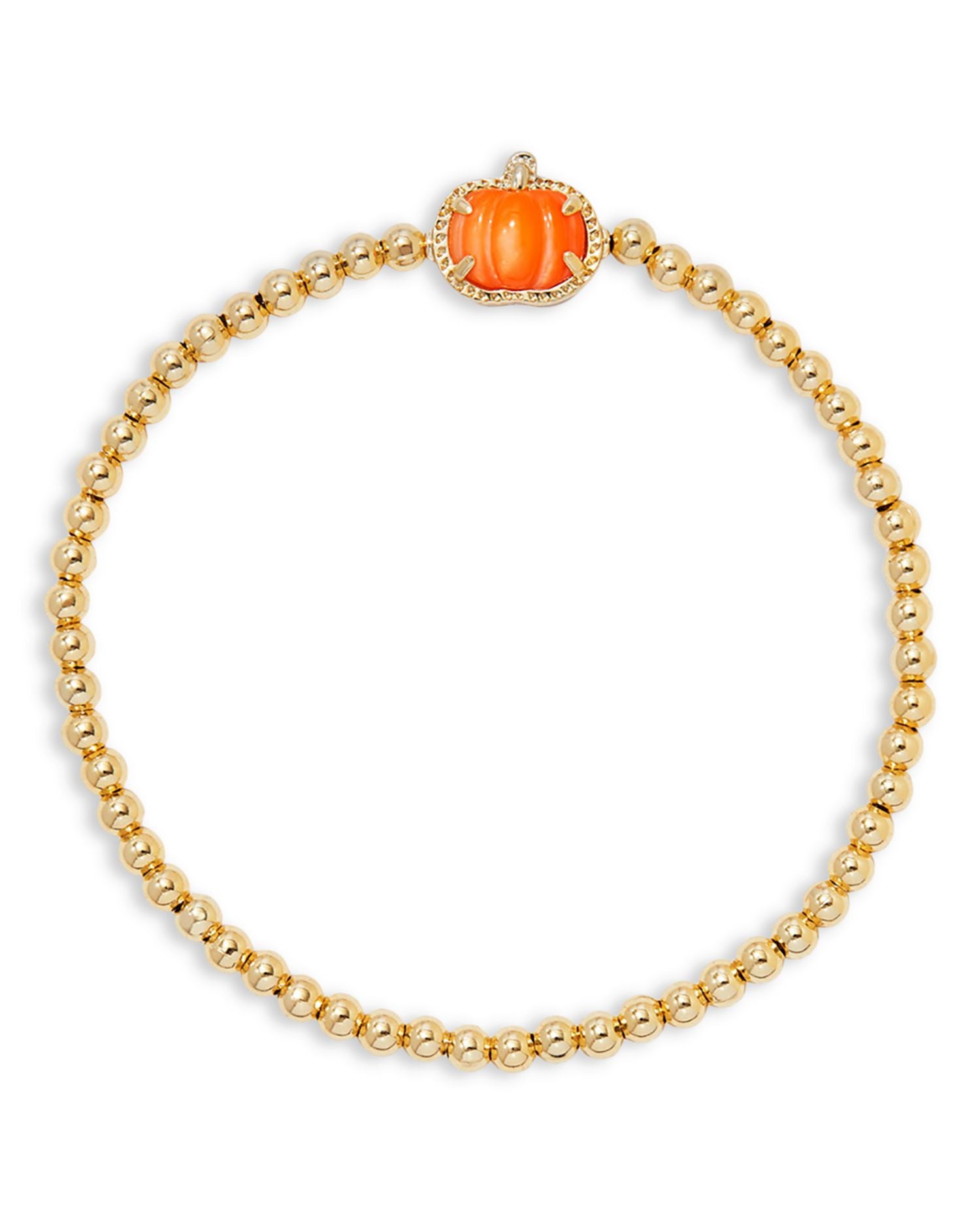 Gemstone Pumpkin Charm Beaded Stretch Bracelet