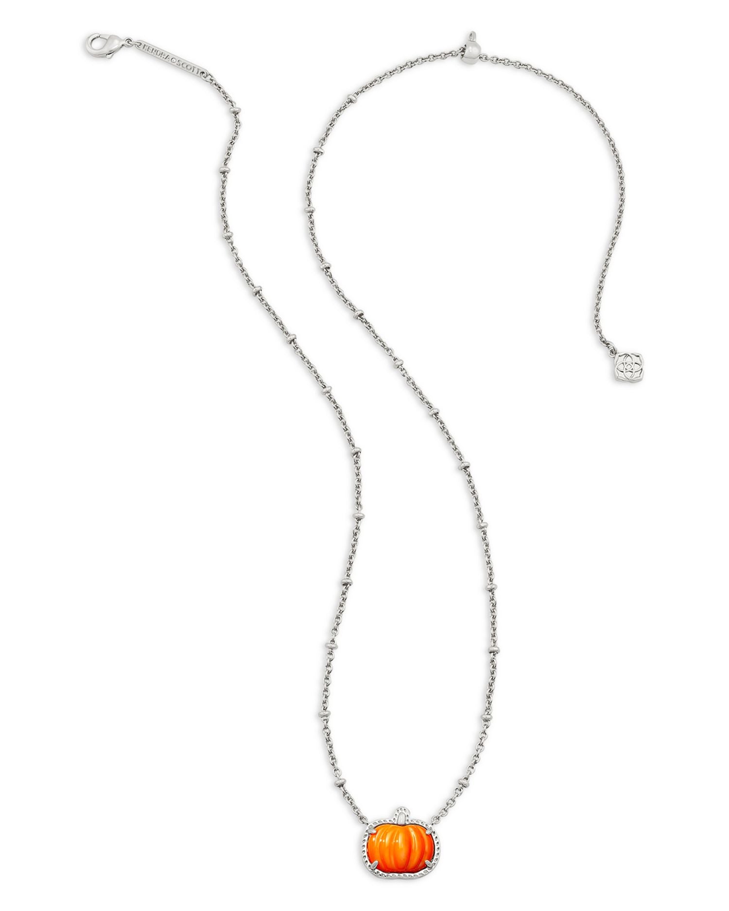 Gemstone Pumpkin Adjustable Pendant Necklace, 19'