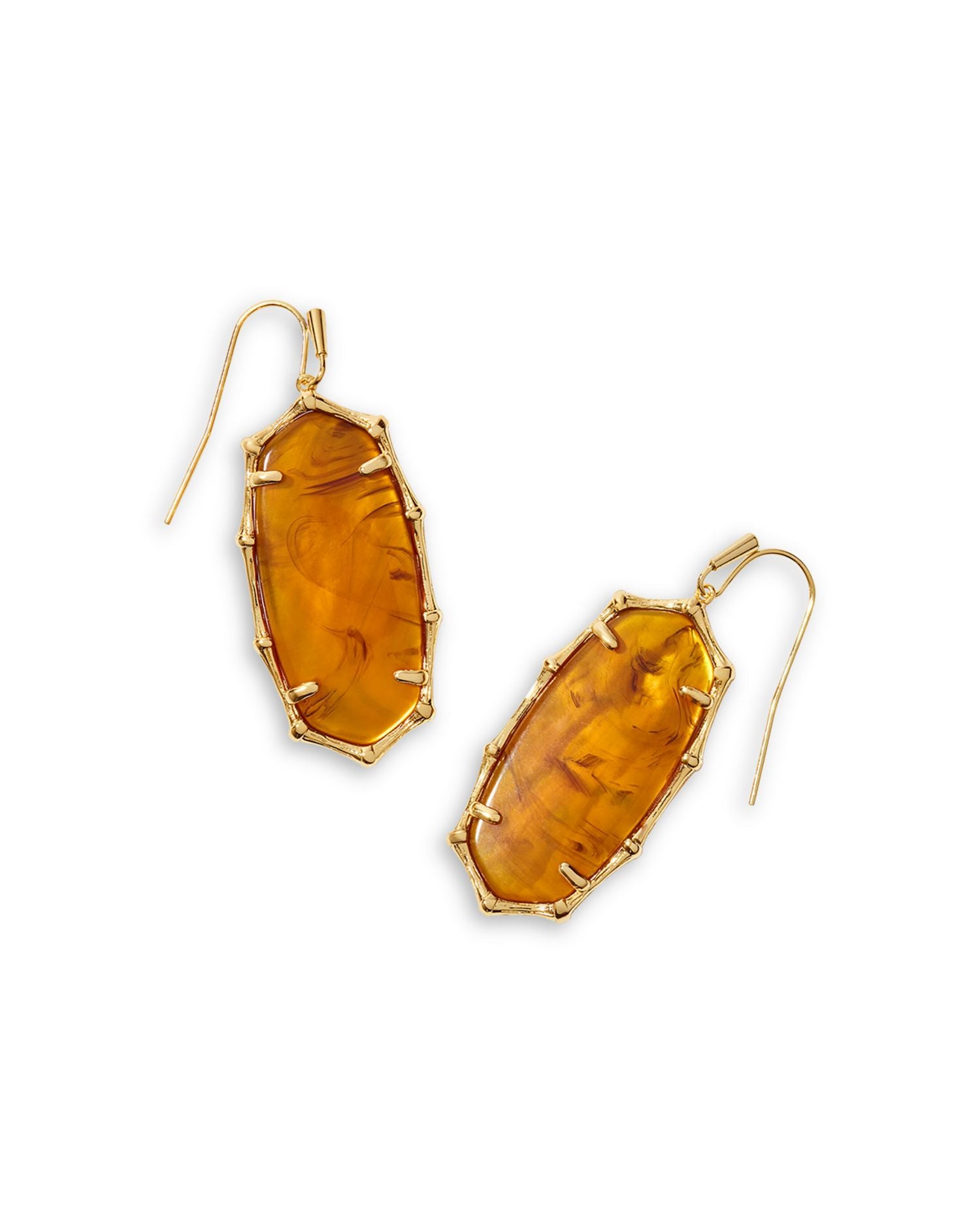 Elle Bamboo Frame Gemstone Drop Earrings
