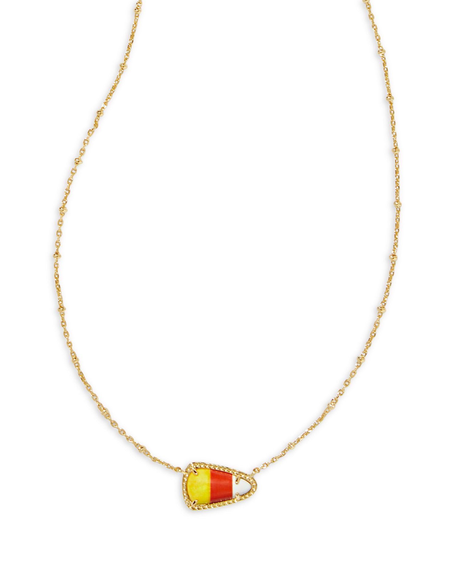 Gemstone Candy Corn Adjustable Pendant Necklace, 16'-19'
