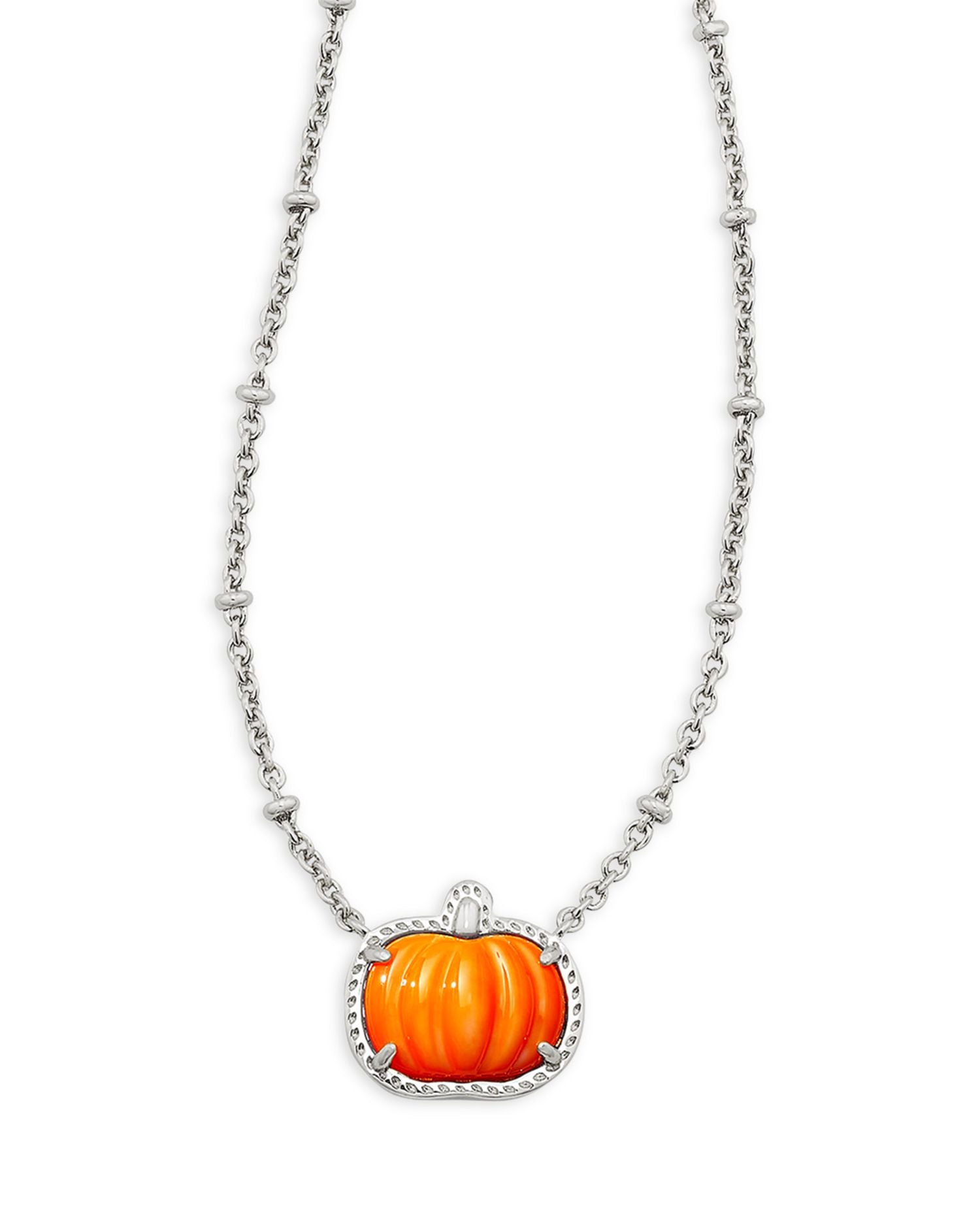 Gemstone Pumpkin Adjustable Pendant Necklace, 19'
