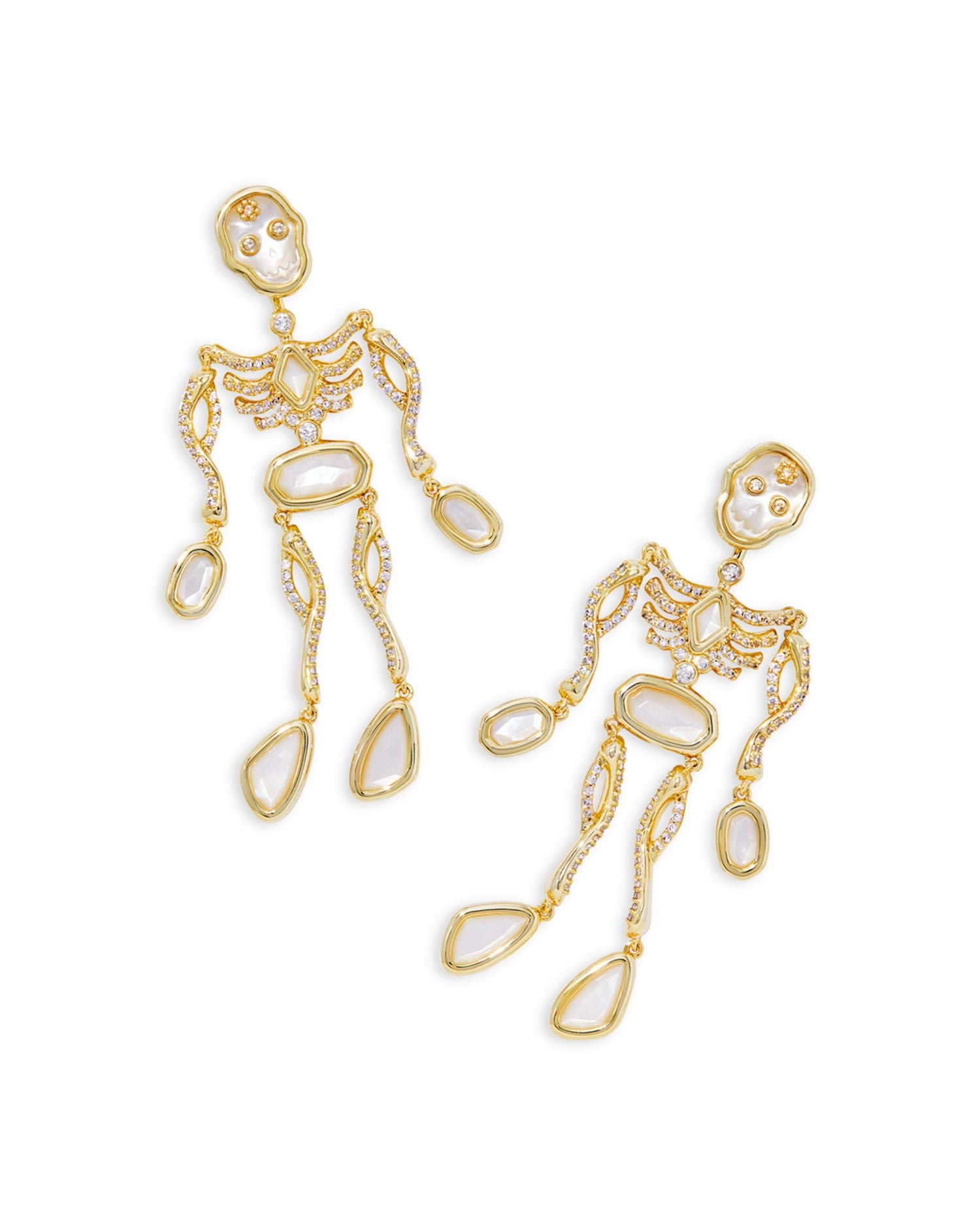 Pavé & Mother Of Pearl Skeleton Convertible Statement Earrings