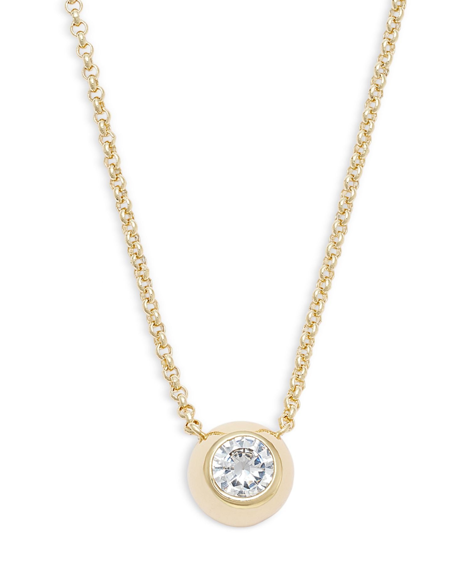 Cubic Zirconia Ball Chain Pendant Necklace in 14K Gold Plated, 16'-18' - Exclusive