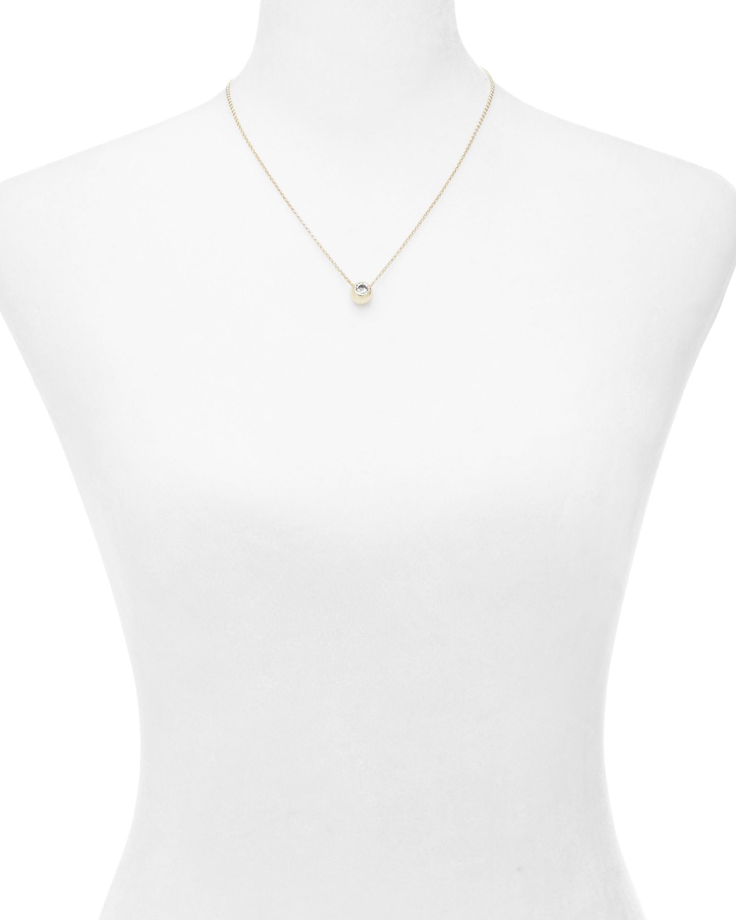 Cubic Zirconia Ball Chain Pendant Necklace in 14K Gold Plated, 16'-18' - Exclusive