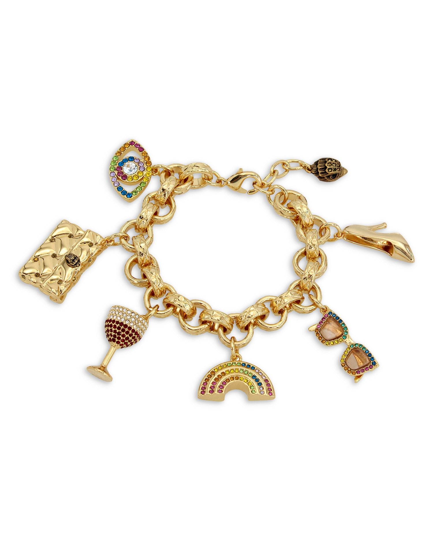 Multicolor Stone Signature Mixed Charm Bracelet