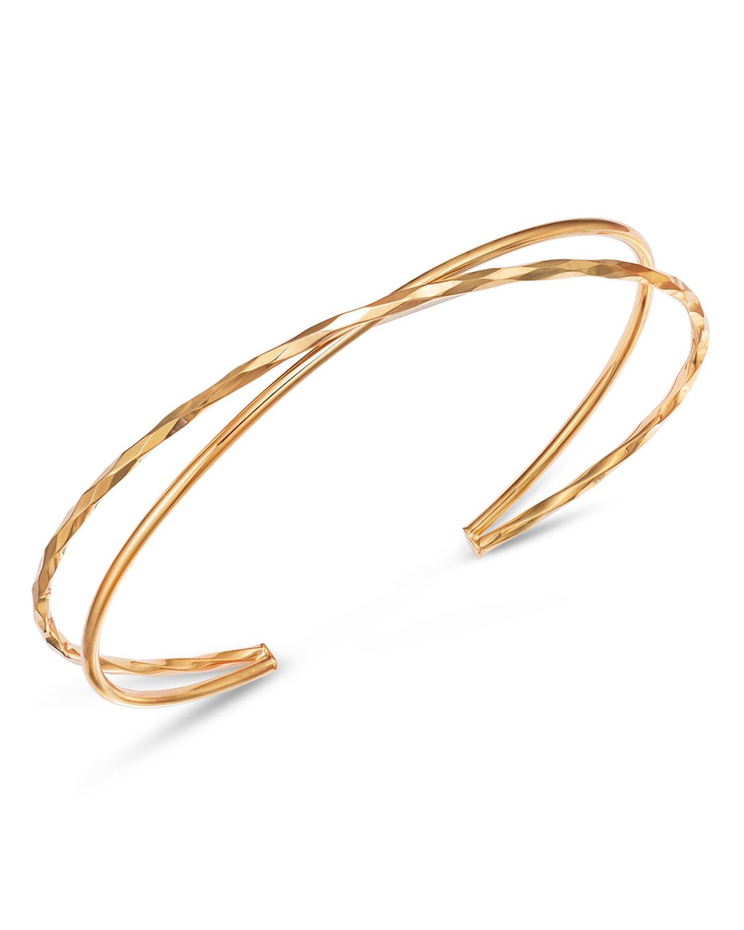 Crossover Openwork Cuff Bangle Bracelet in 14K Yellow Gold