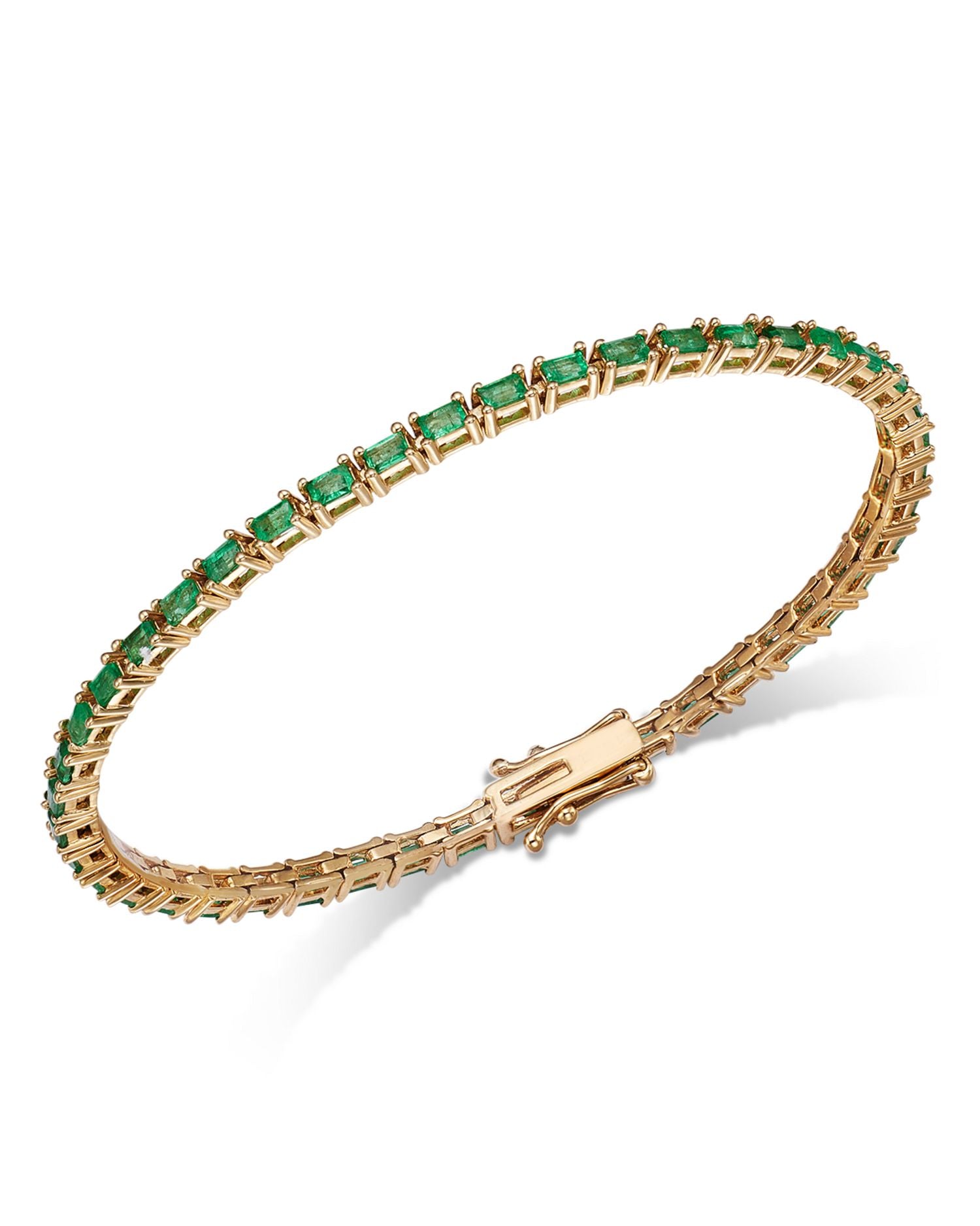 Emerald Tennis Bracelet in 14K Yellow Gold