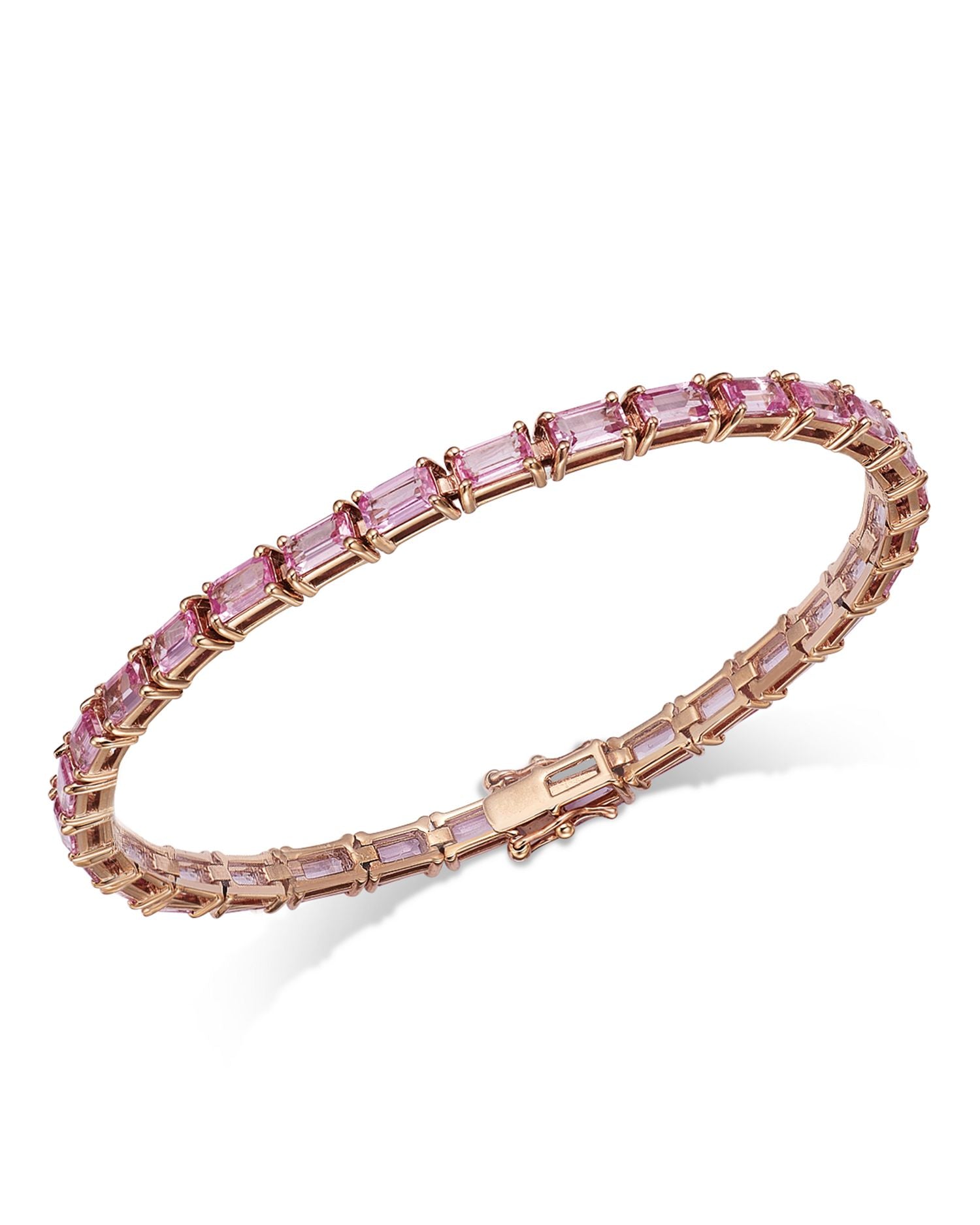 Pink Sapphire Tennis Bracelet in 14K Rose Gold
