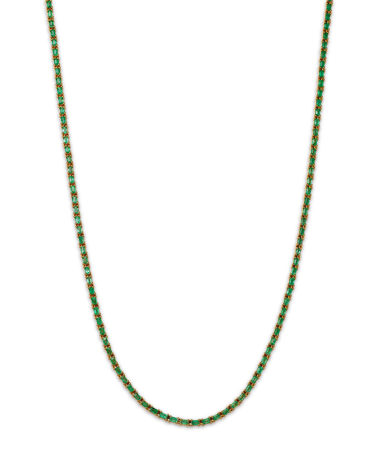 Emerald Tennis Necklace in 14K Yellow Gold, 16.5" - Exclusive