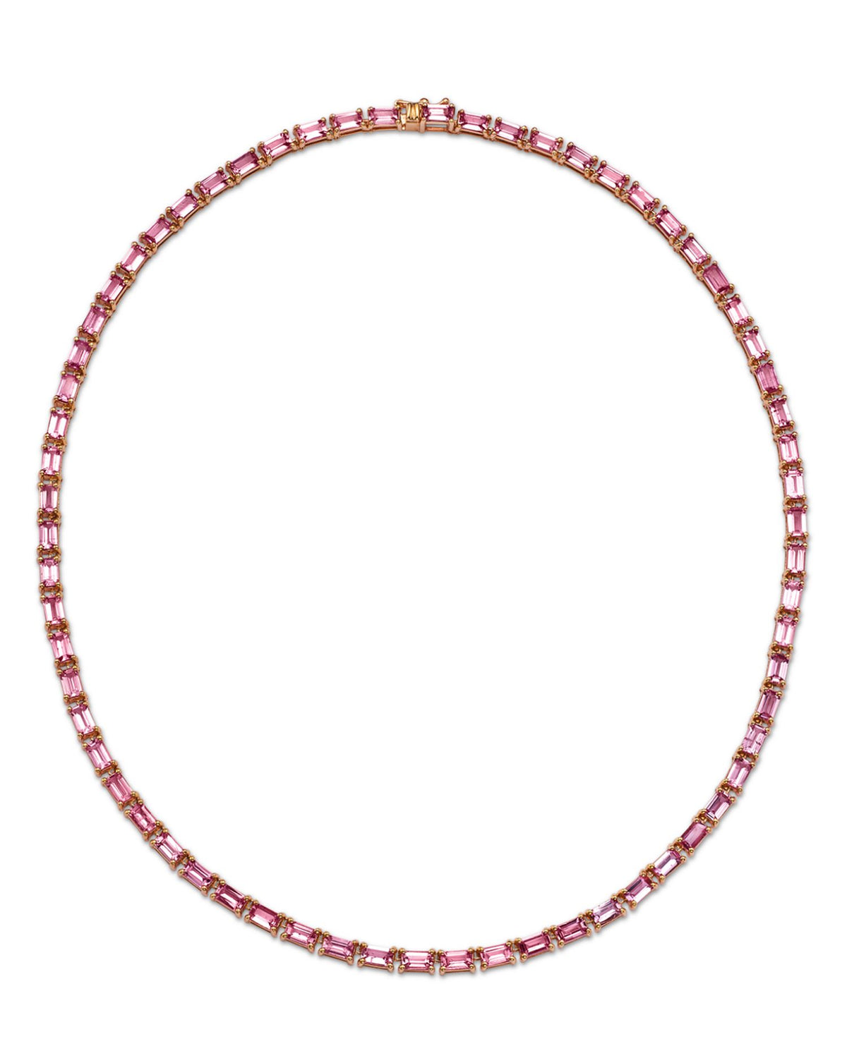 Pink Sapphire Tennis Necklace in 14K Rose Gold