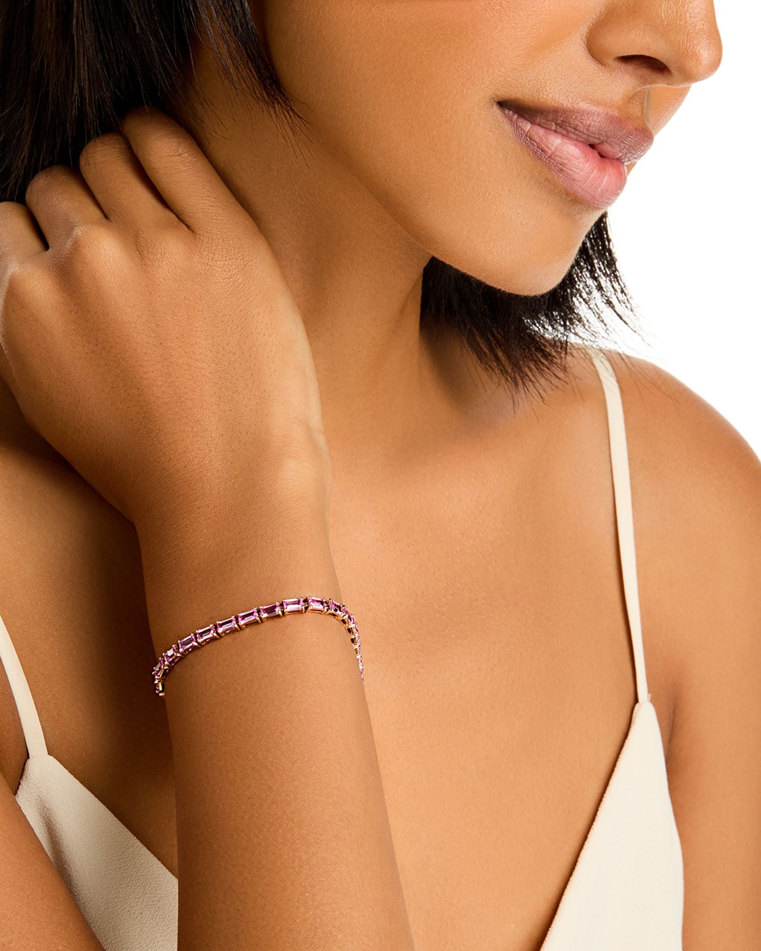 Pink Sapphire Tennis Bracelet in 14K Rose Gold