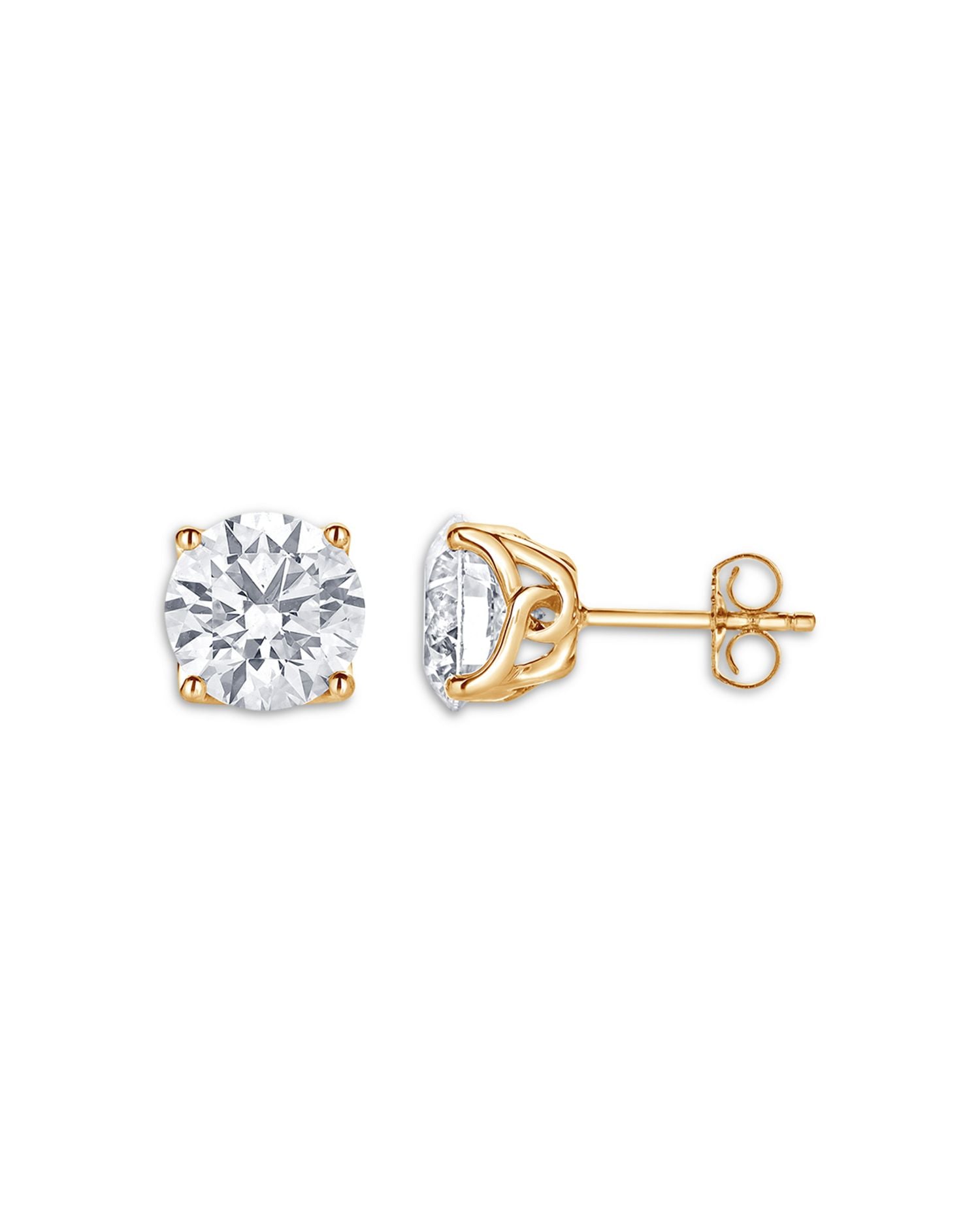 Lab Grown Diamond Tulip Setting Stud Earrings in 18K Yellow Gold, 5.0 ct. t.w.
