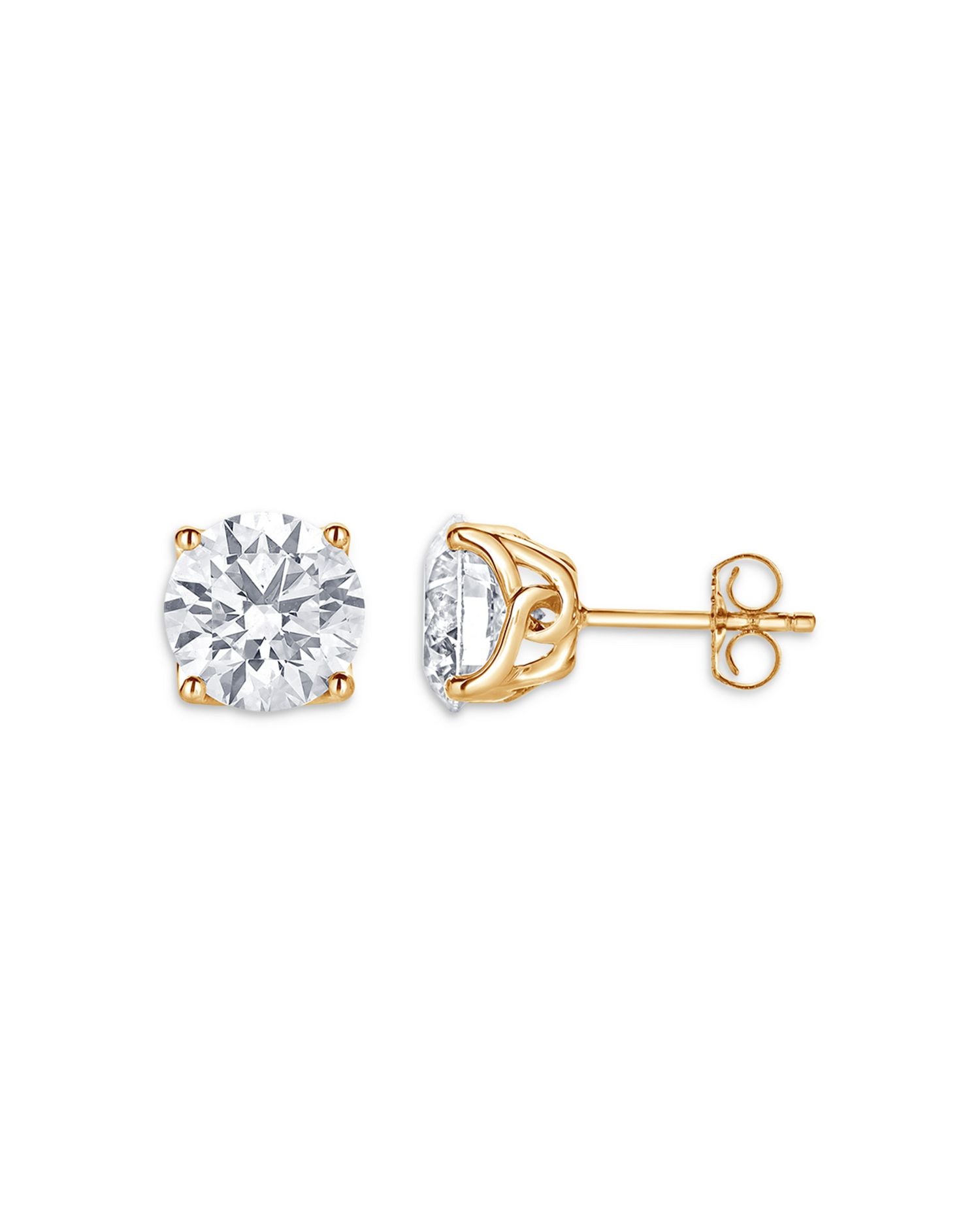 Lab Grown Diamond Tulip Setting Stud Earrings in 18K Yellow Gold, 4.0 ct. t.w.