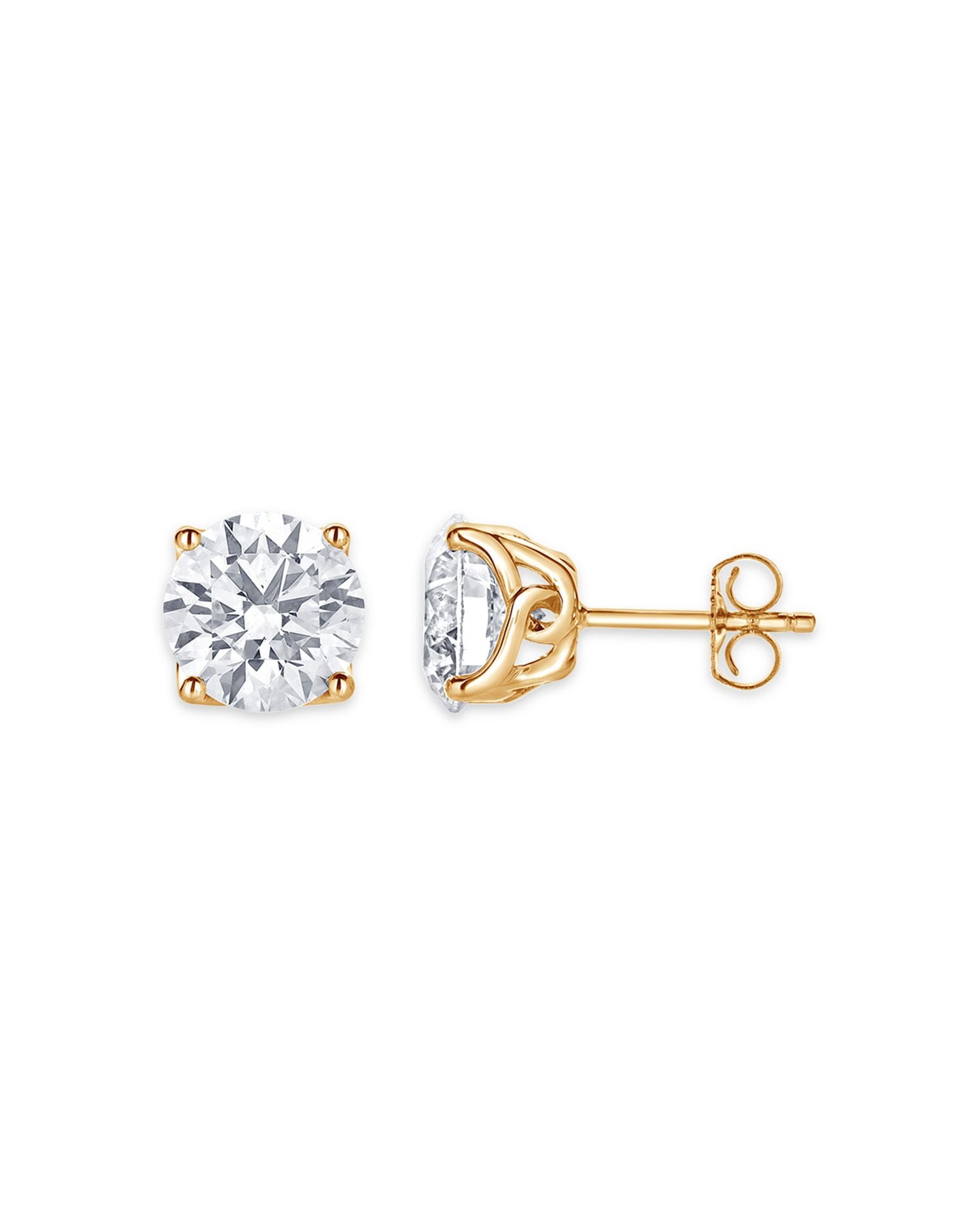 Lab Grown Diamond Tulip Setting Stud Earrings in 18K Yellow Gold, 2.0 ct. t.w.